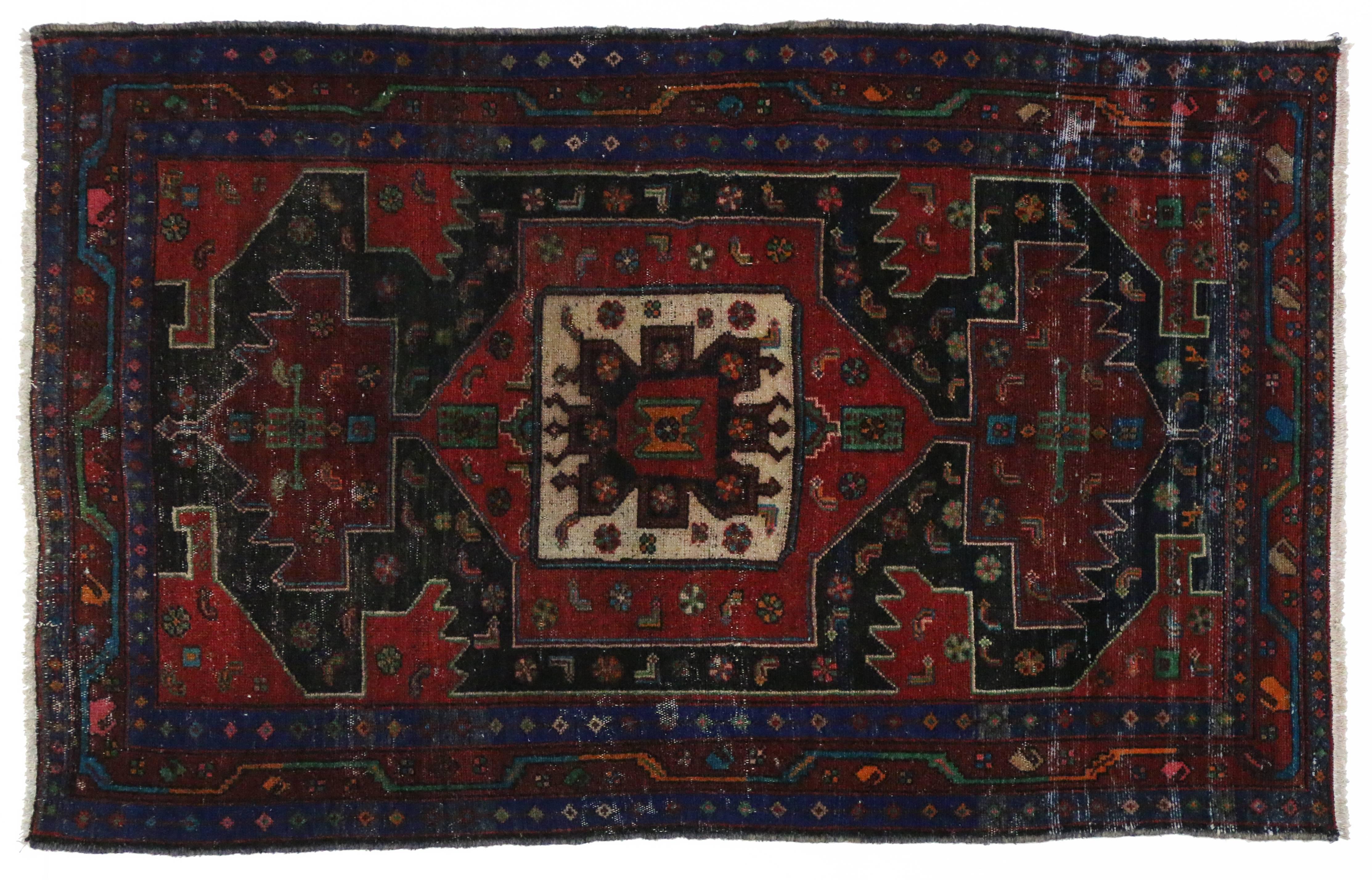 Vintage Persian Hamadan Rug with Modern Tribal Style For Sale 3