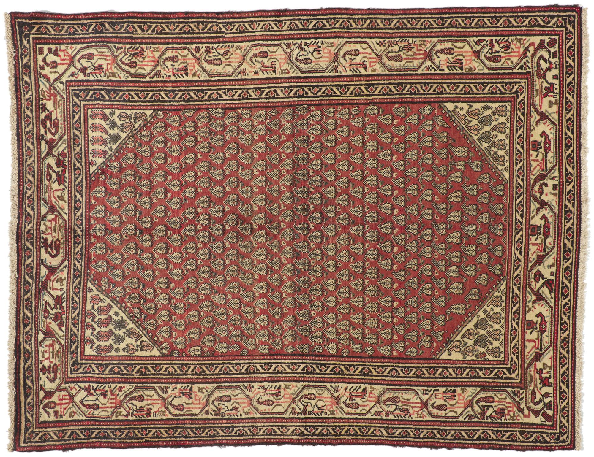 Vintage Persian Hamadan Rug with Rustic Luxe Style For Sale 4