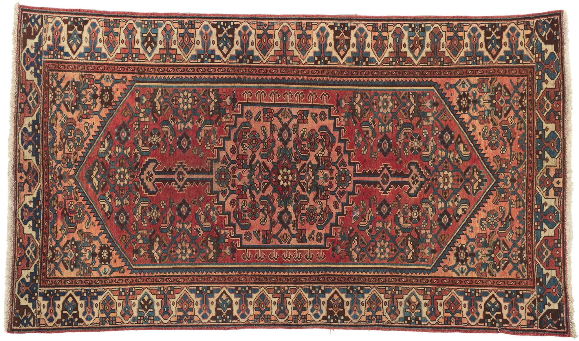 Vintage Persian Hamadan Rug with Rustic Luxe Style For Sale 3