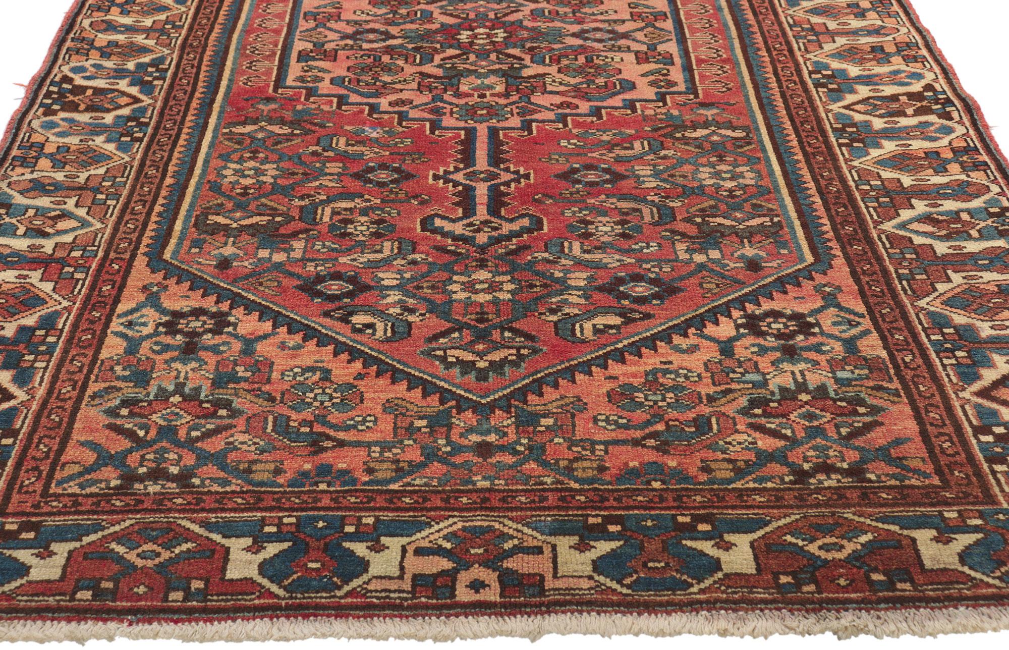 Hand-Knotted Vintage Persian Hamadan Rug with Rustic Luxe Style For Sale