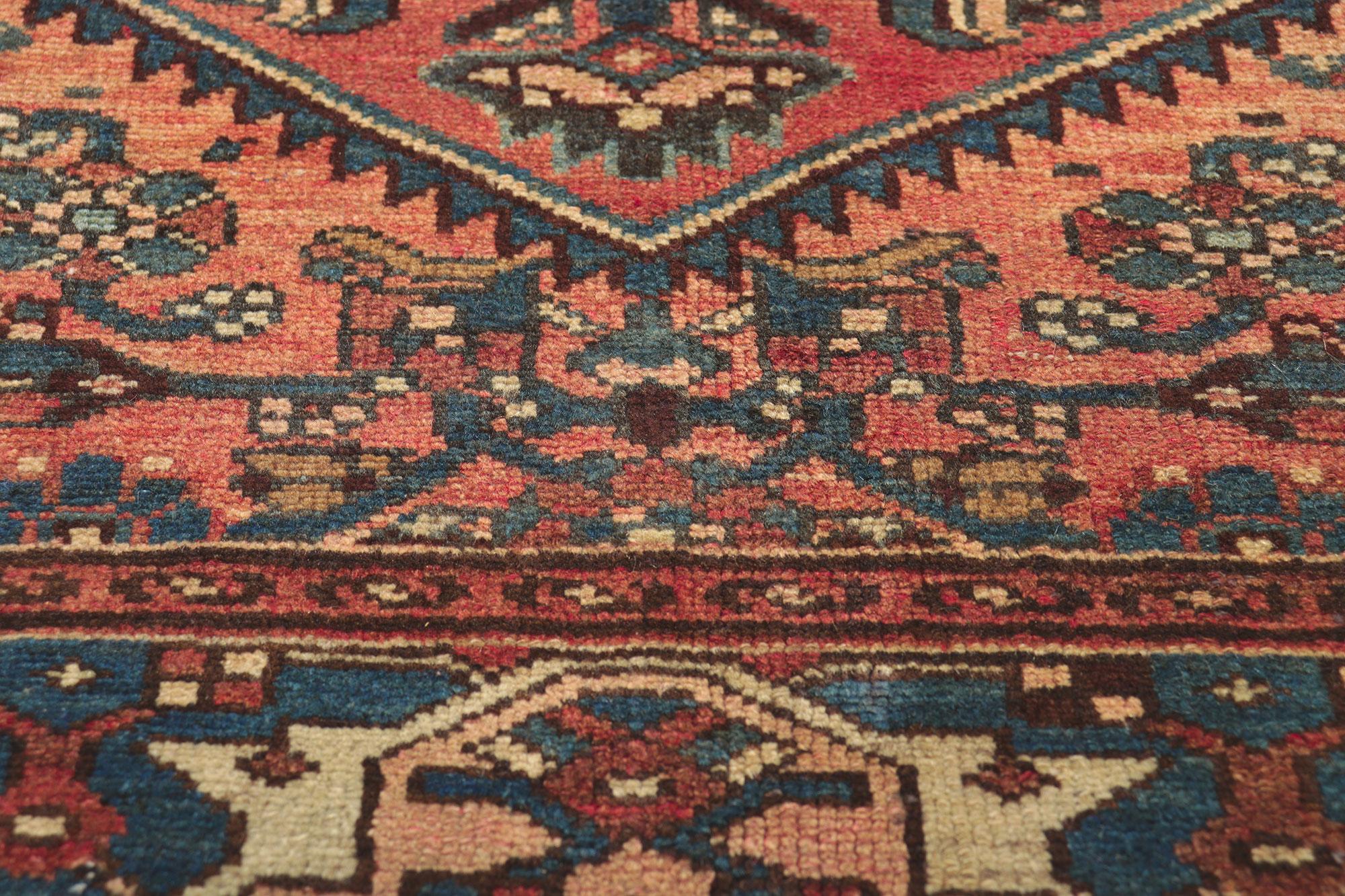 Vintage Persian Hamadan Rug with Rustic Luxe Style In Good Condition For Sale In Dallas, TX