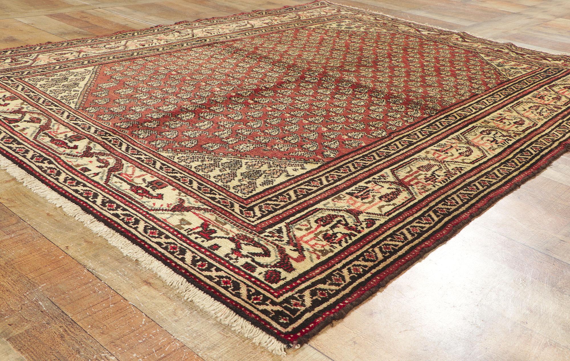 Vintage Persian Hamadan Rug with Rustic Luxe Style For Sale 1