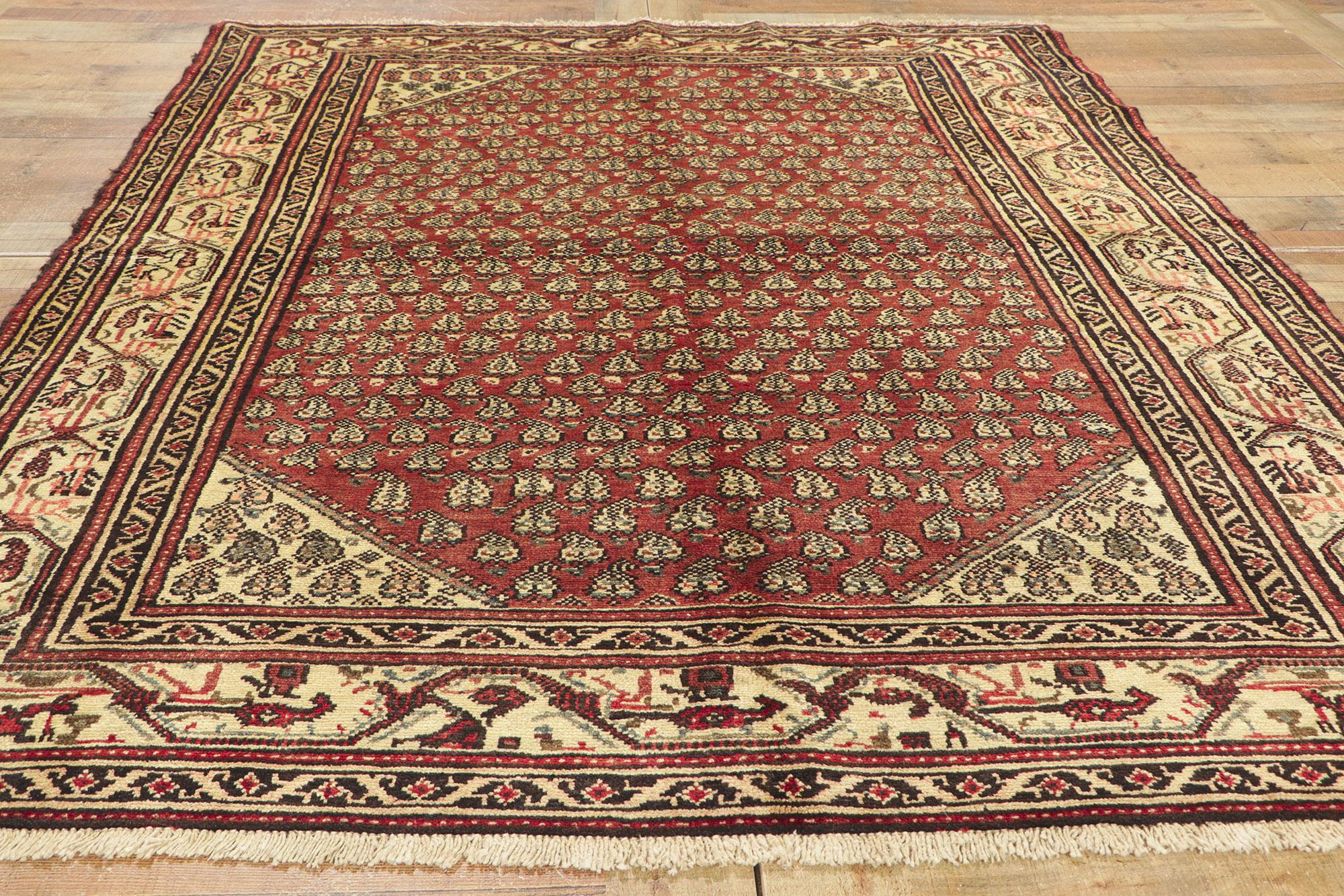 Vintage Persian Hamadan Rug with Rustic Luxe Style For Sale 2