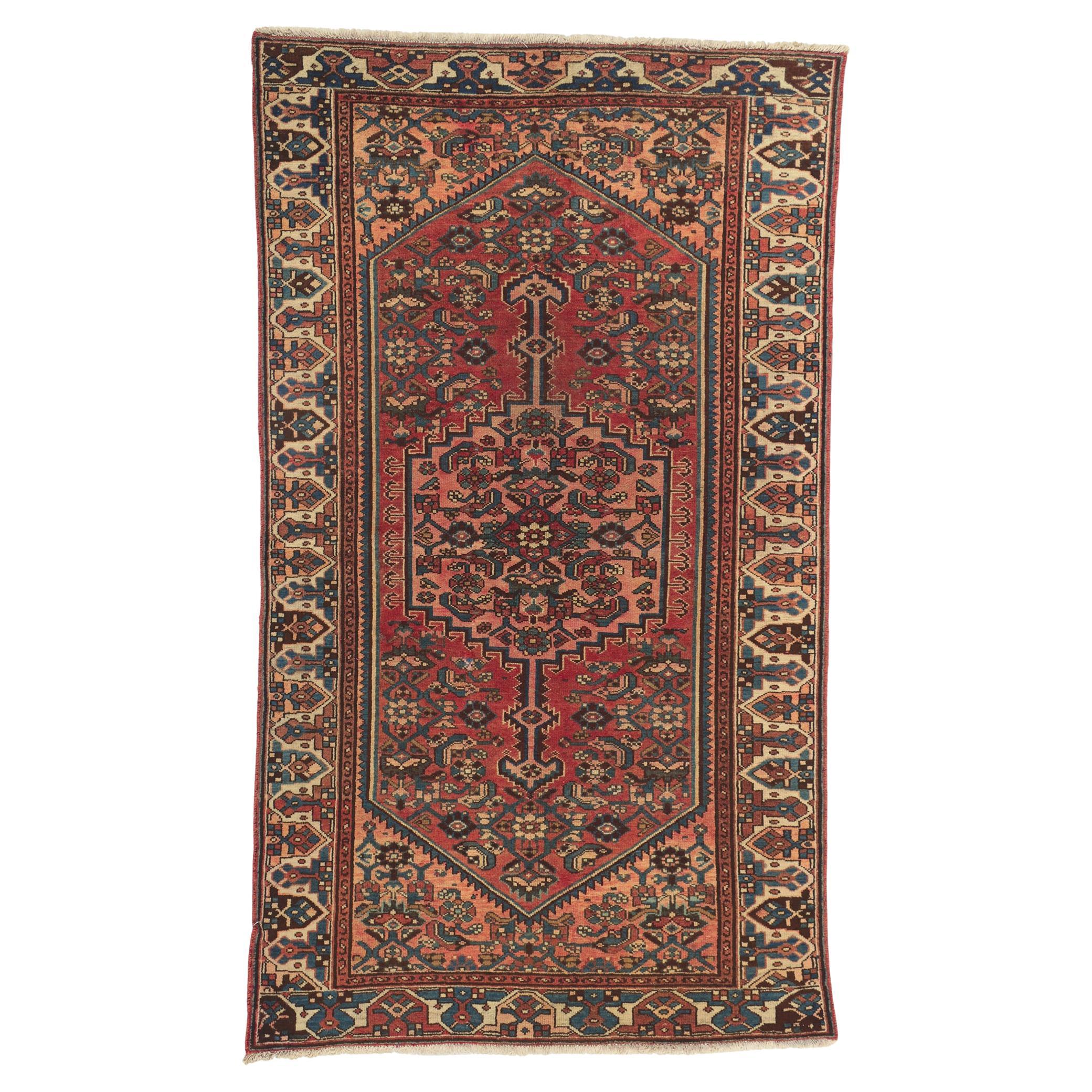 Vintage Persian Hamadan Rug with Rustic Luxe Style