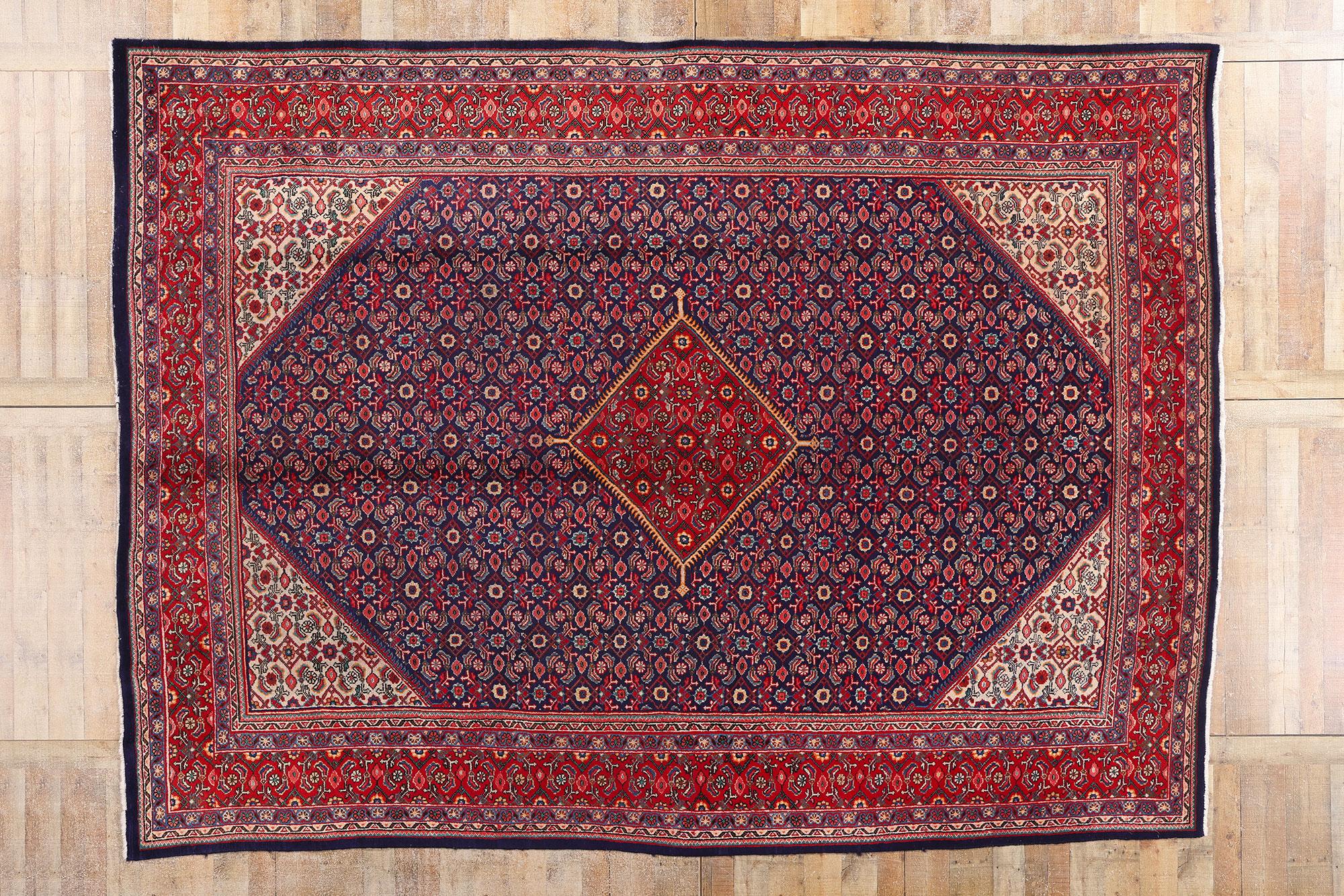 Persischer Hamadan-Teppich im traditionellen Stil und Malayer Herati-Design, Vintage im Angebot 3