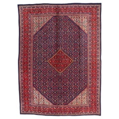 Tappeto persiano vintage Hamadan con stile tradizionale e design Malayer Herati