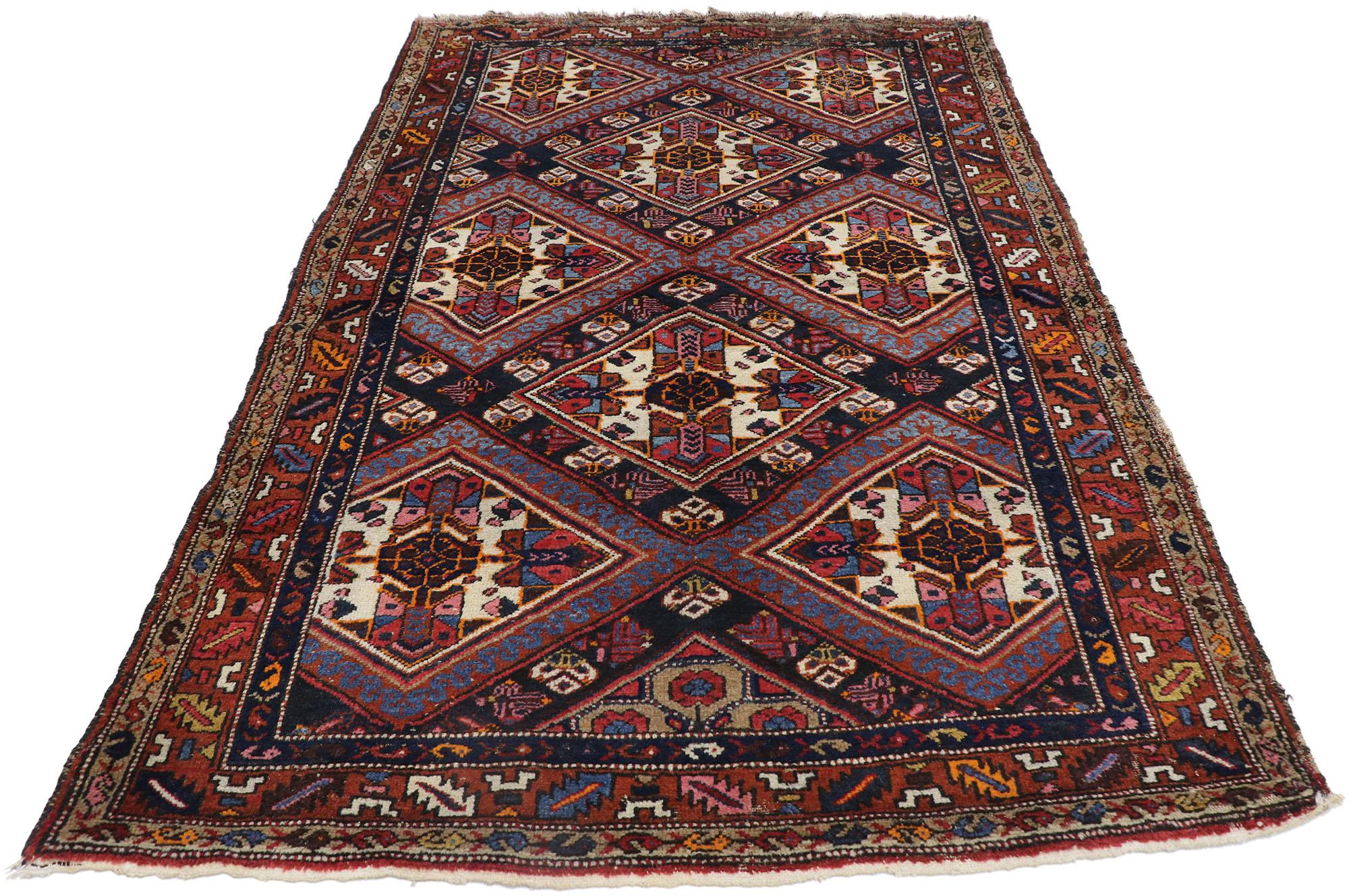 Persischer Hamadan-Teppich im Stammesstil im Vintage-Stil (Stammeskunst) im Angebot