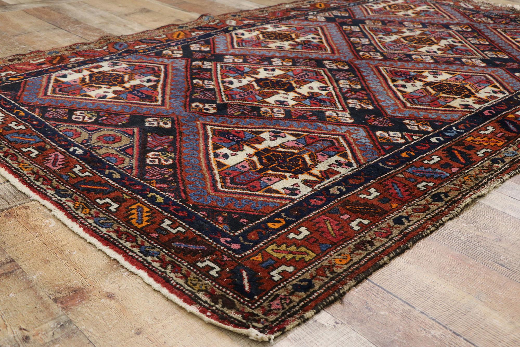 Wool Vintage Persian Hamadan Rug with Tribal Style For Sale