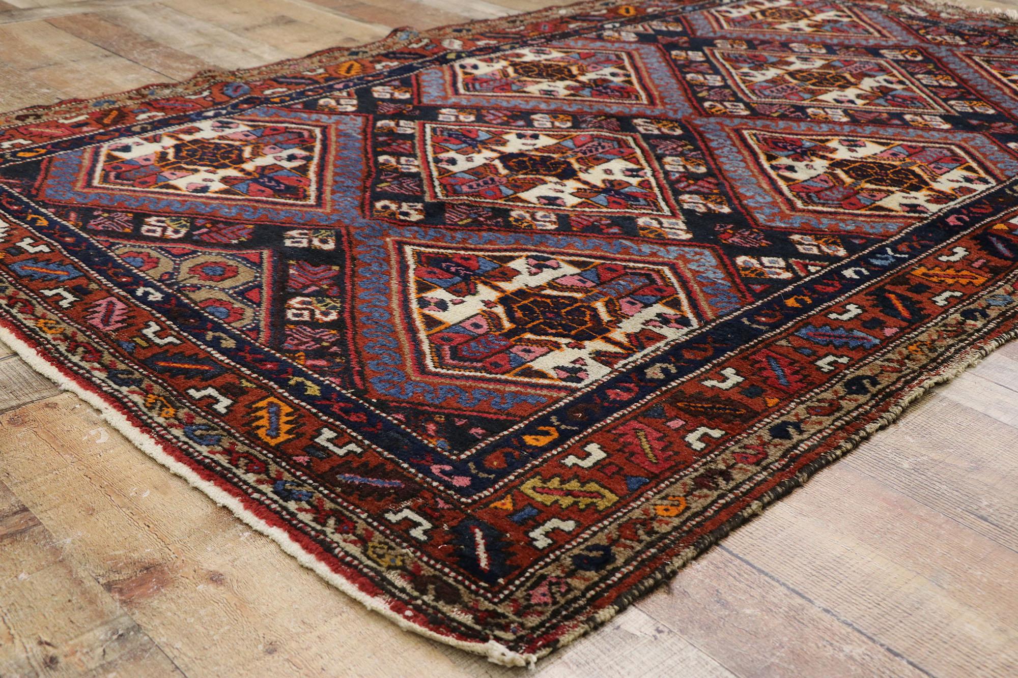 Persischer Hamadan-Teppich im Stammesstil im Vintage-Stil (20. Jahrhundert) im Angebot