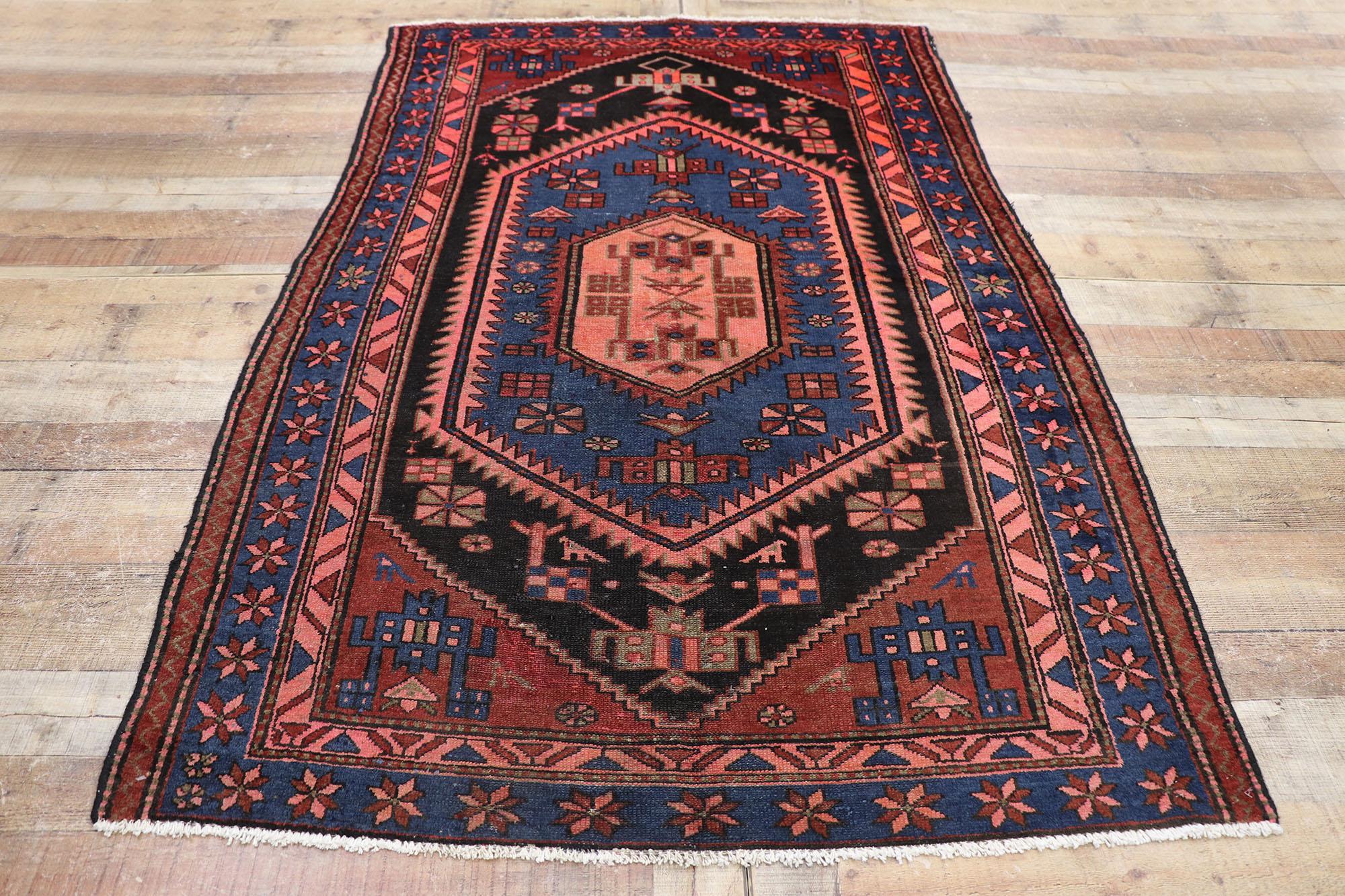 Vintage Persian Hamadan Rug with Tribal Style For Sale 1