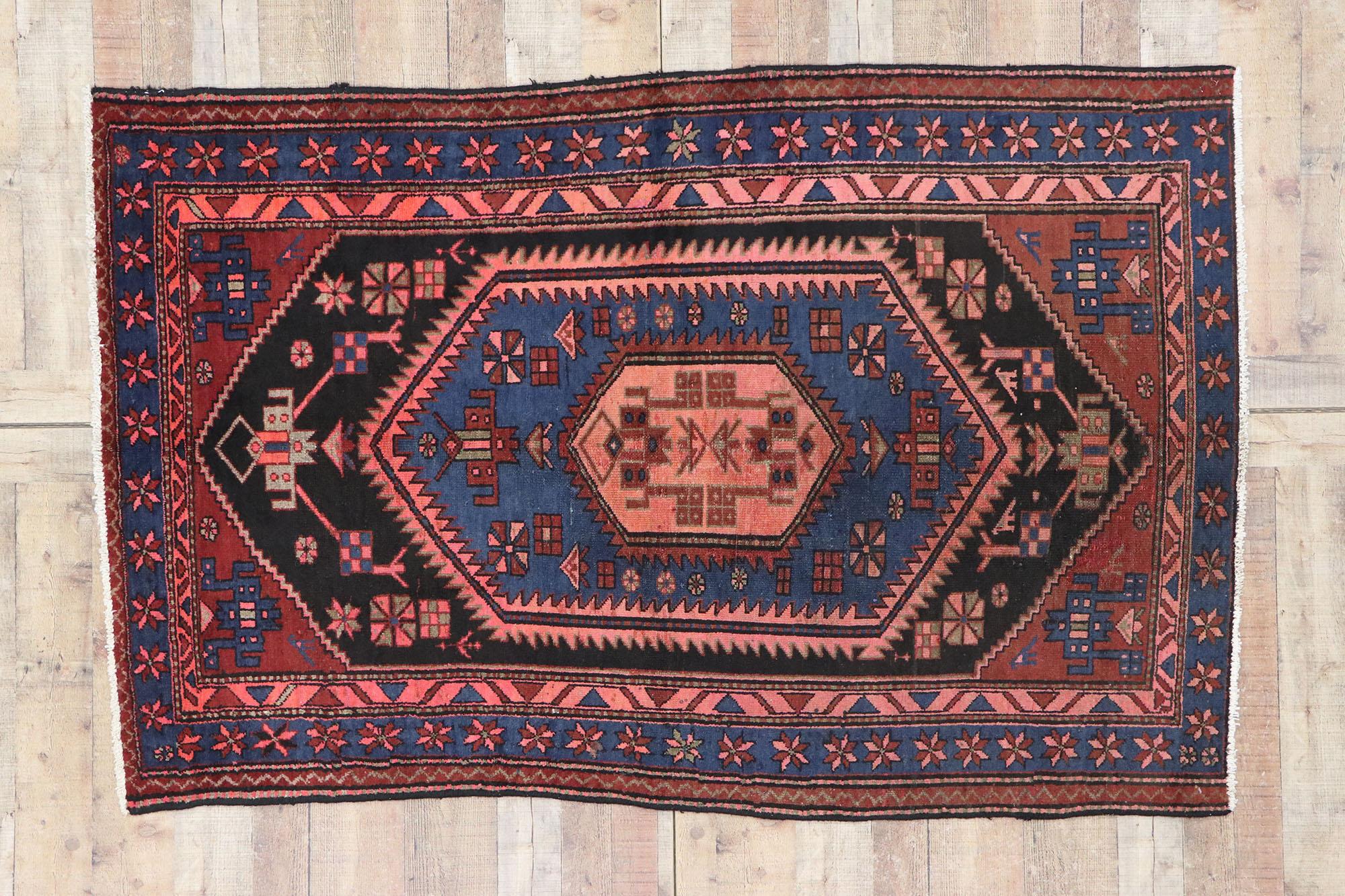 Vintage Persian Hamadan Rug with Tribal Style For Sale 2