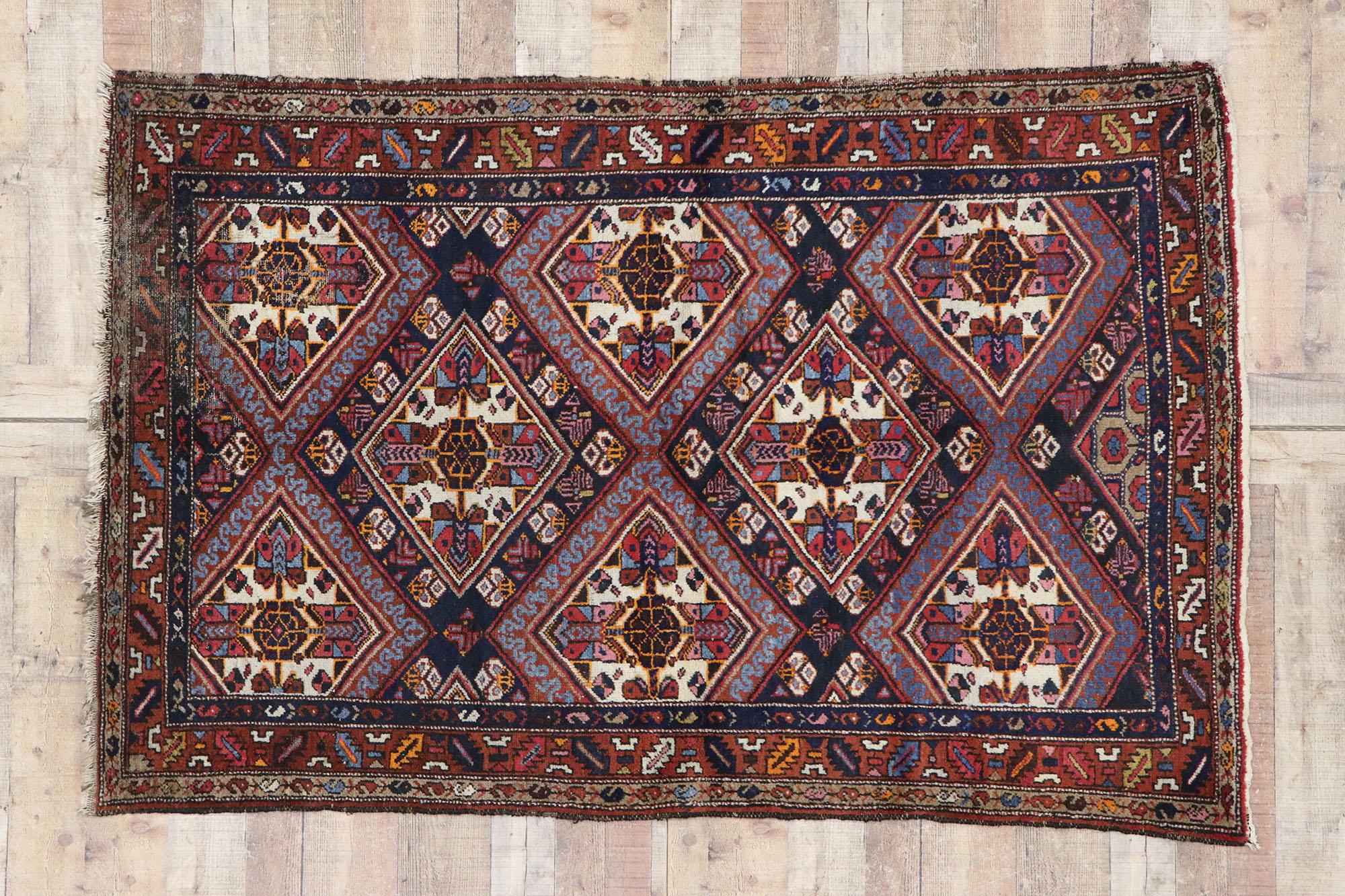 Persischer Hamadan-Teppich im Stammesstil im Vintage-Stil im Angebot 1