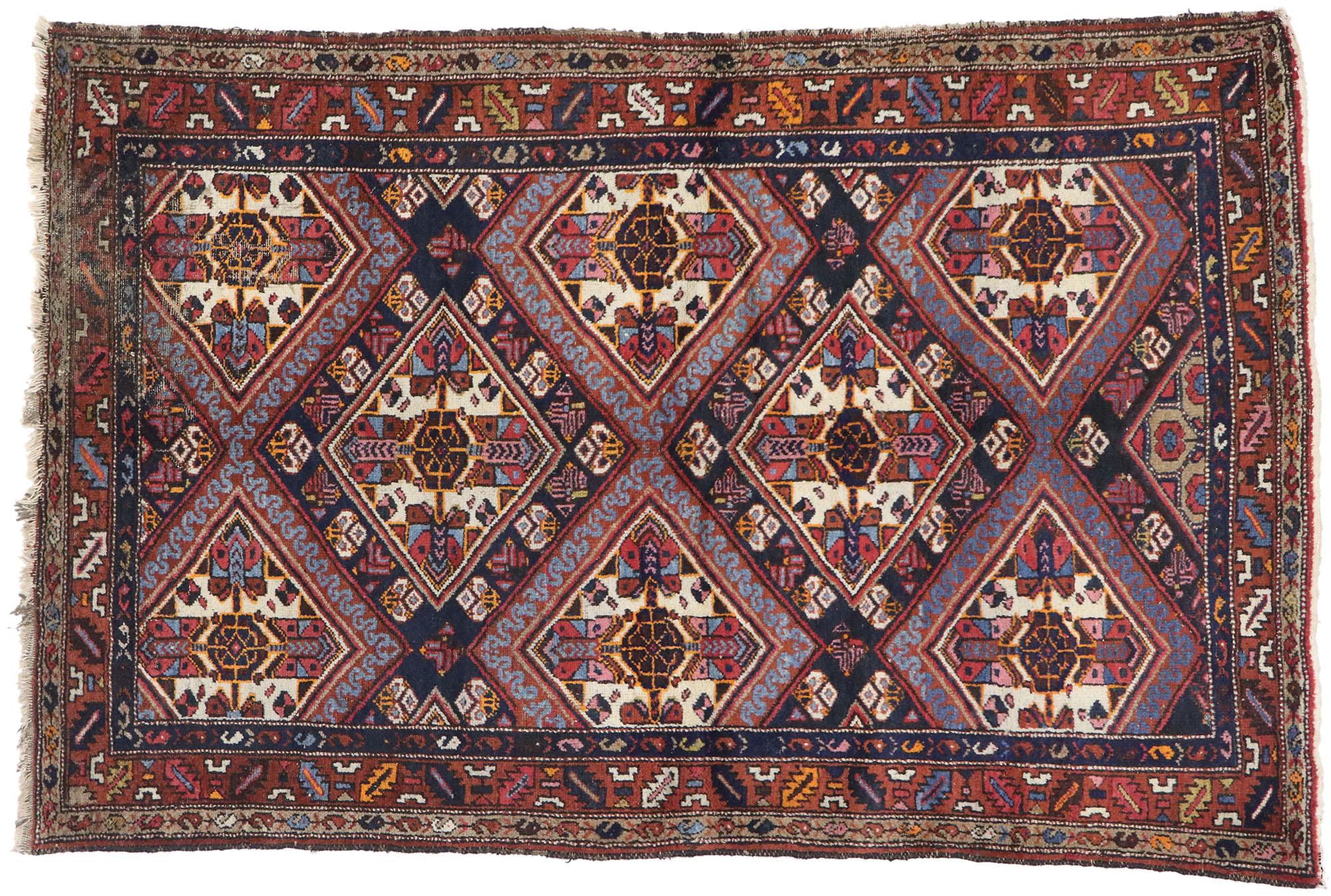 Vintage Persian Hamadan Rug with Tribal Style For Sale 3