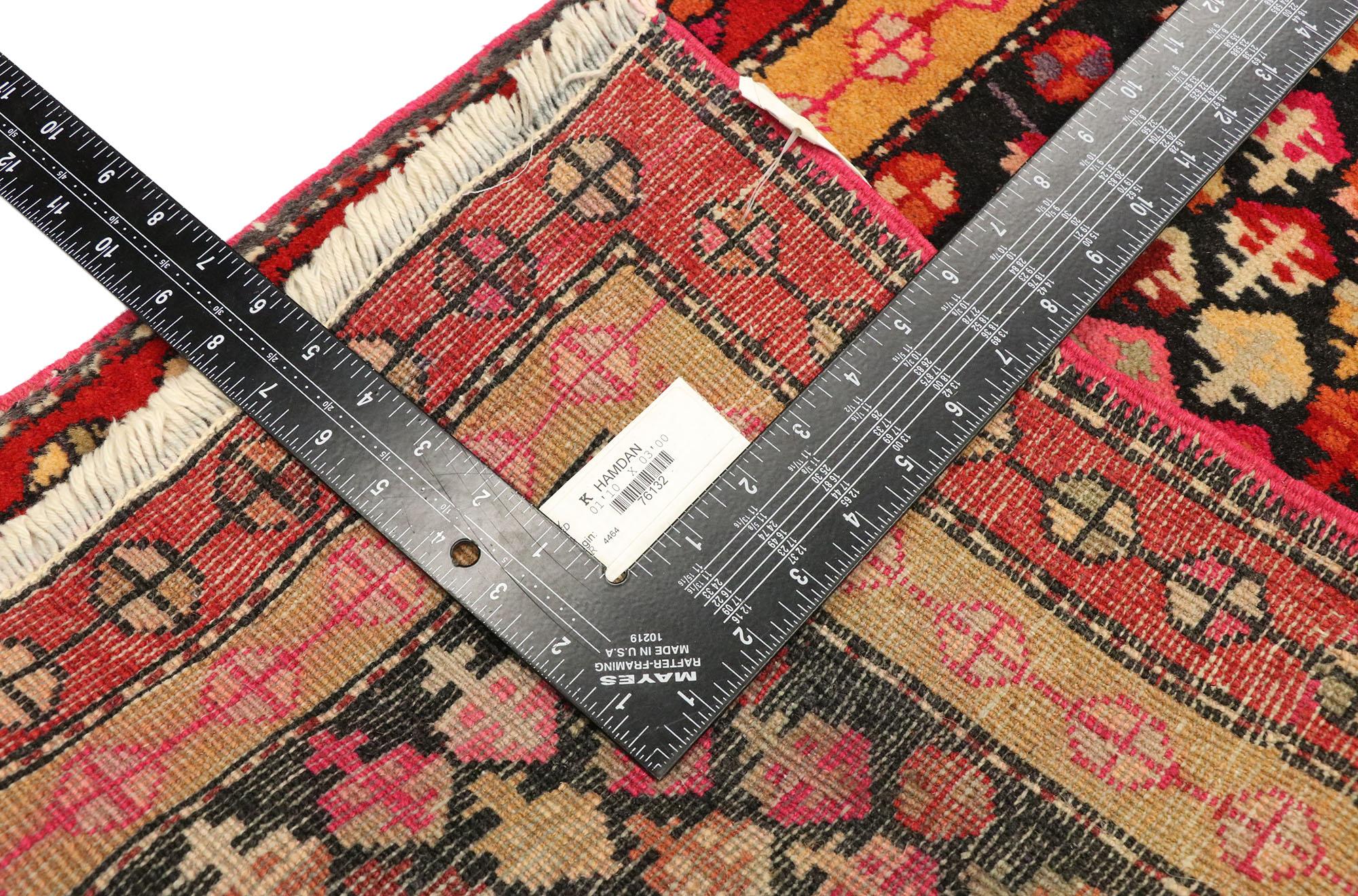 Vintage Persian Hamadan Rug with Tribal Style, Kitchen, Foyer or Entry Rug In Good Condition For Sale In Dallas, TX