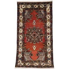 Alfombra persa vintage Hamadan para vestíbulo, cocina, baño o entrada