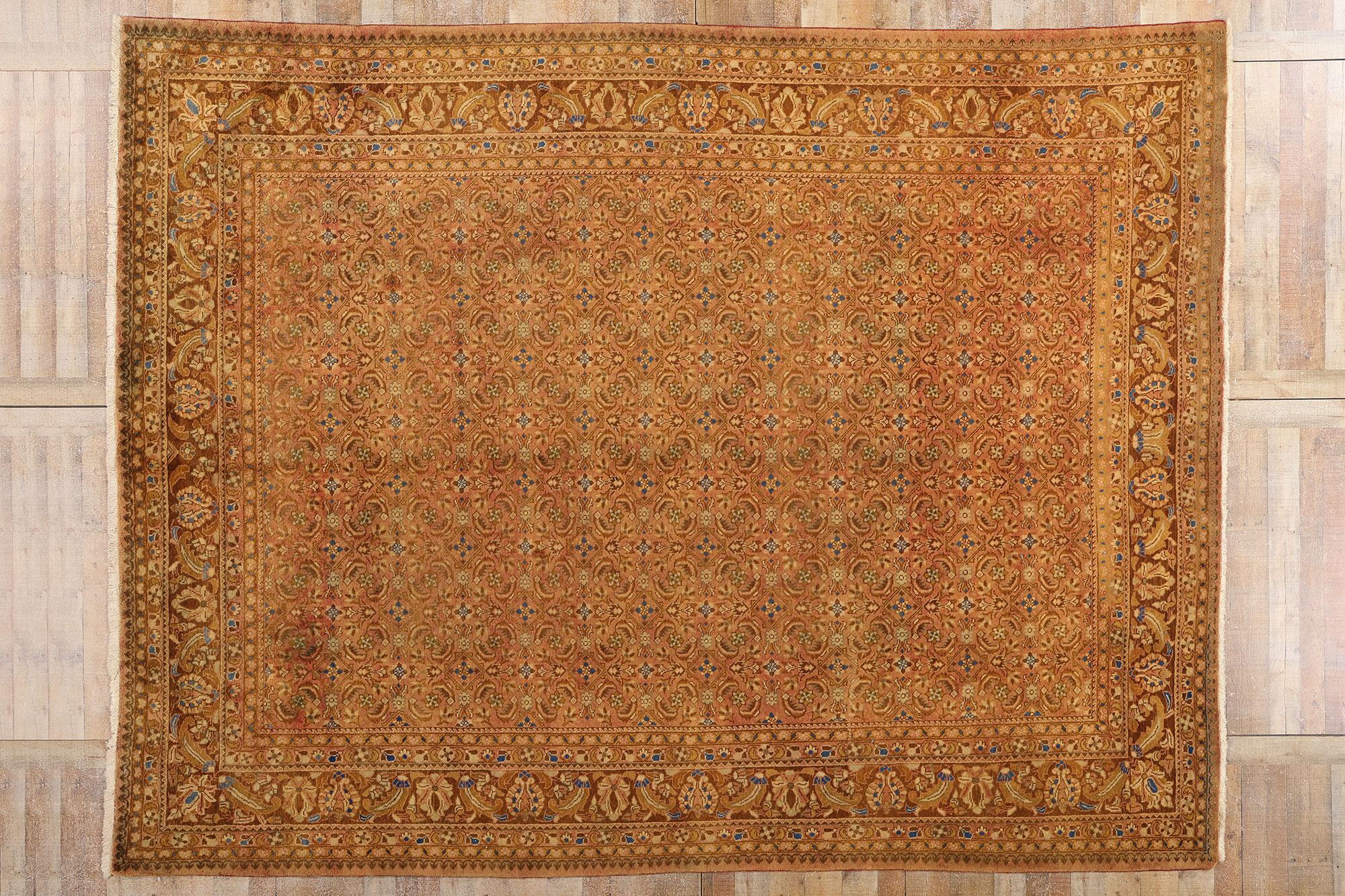 Persischer Hamadan-Teppich im viktorianischen Stil mit warmen und neutralen Farben im Angebot 3