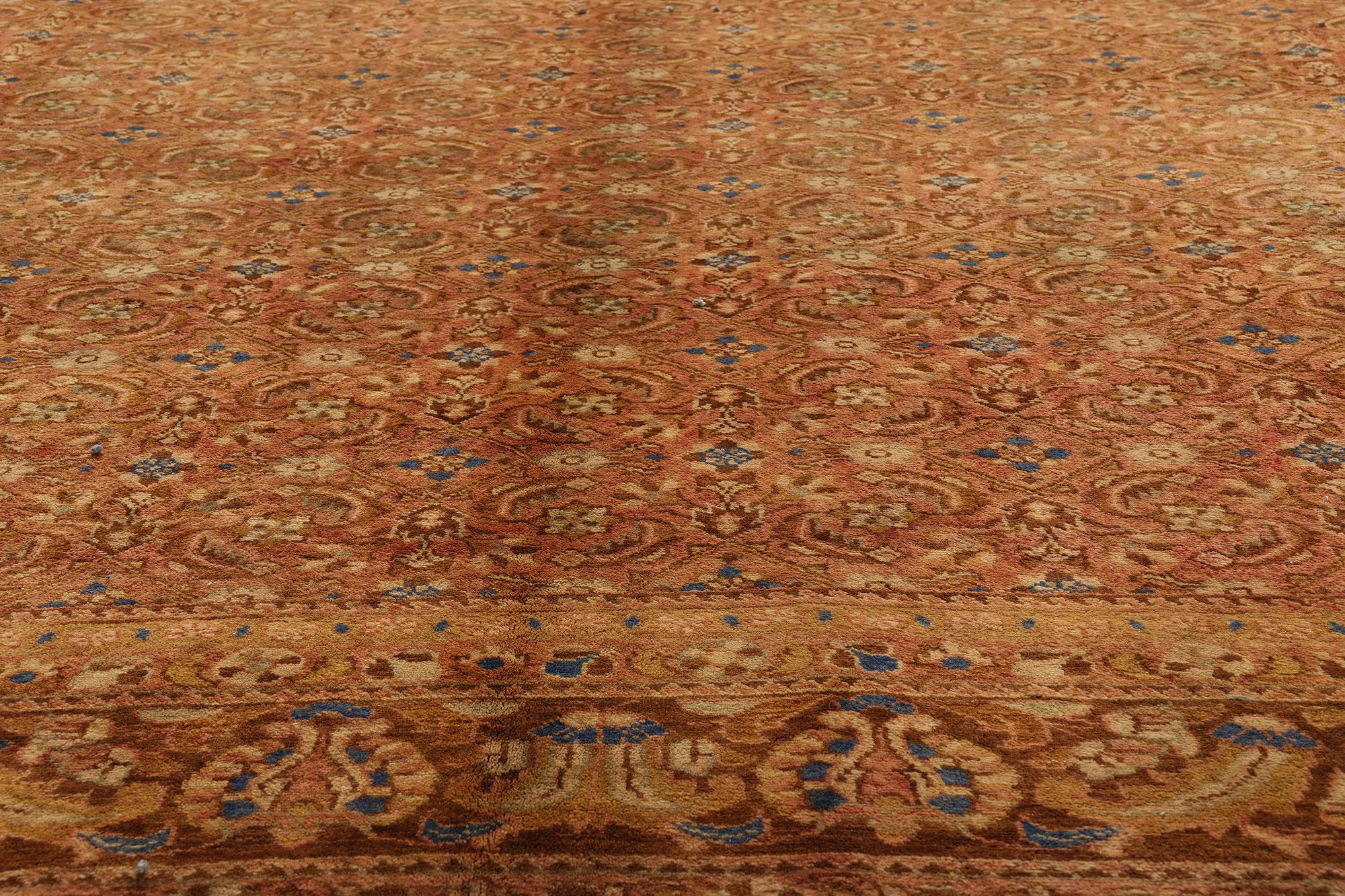 Persischer Hamadan-Teppich im viktorianischen Stil mit warmen und neutralen Farben (Wolle) im Angebot