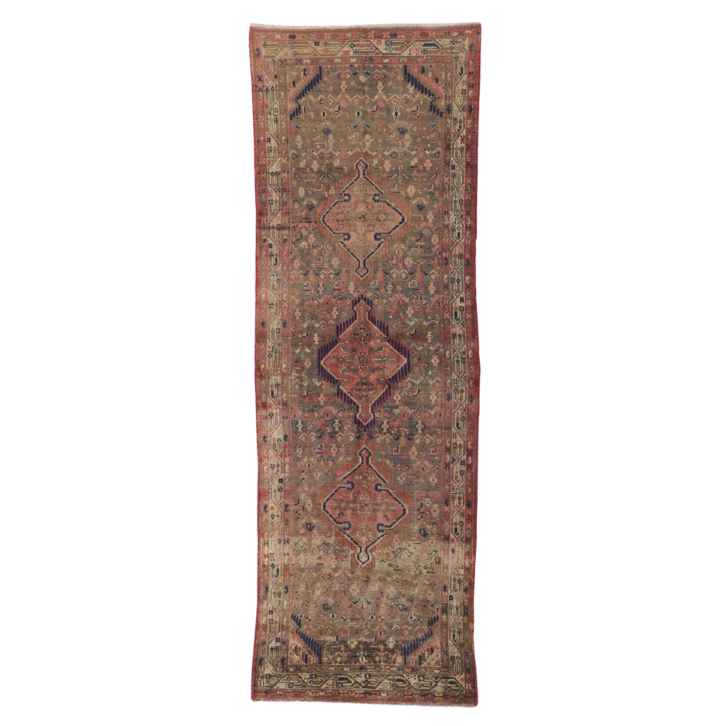 Tapis de couloir persan vintage Hamadan en vente