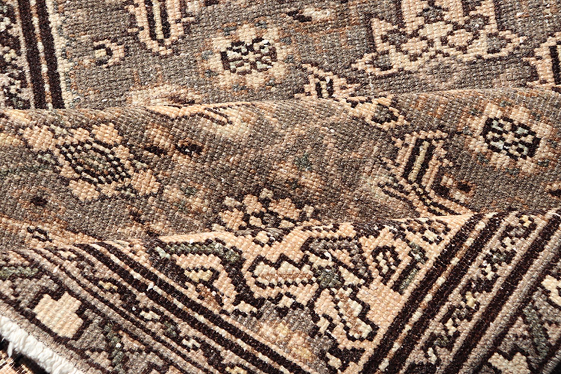 20th Century Vintage Persian Hamadan Runner in Warm Tones of Grey, Brown and Taupe  For Sale