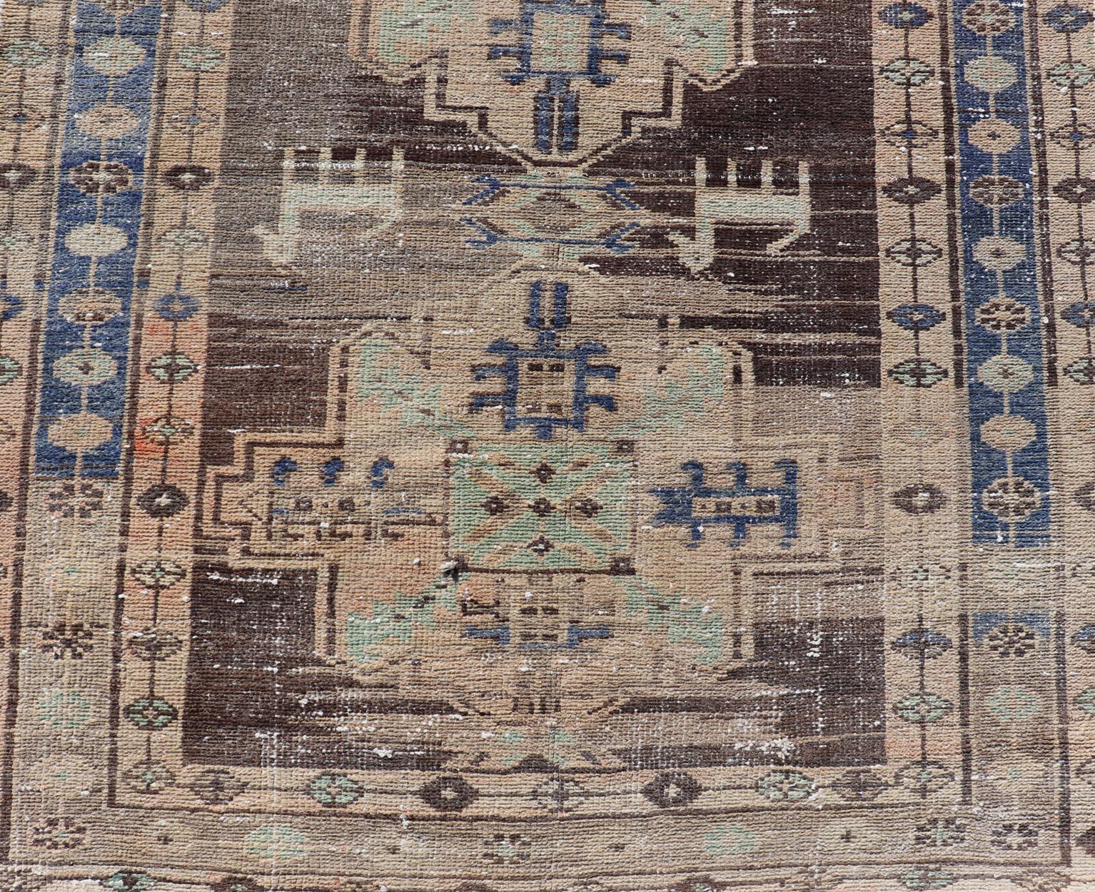 Malayer Vintage Persian Hamadan Runner in Warm Tones of Purple, Brown and Taupe For Sale