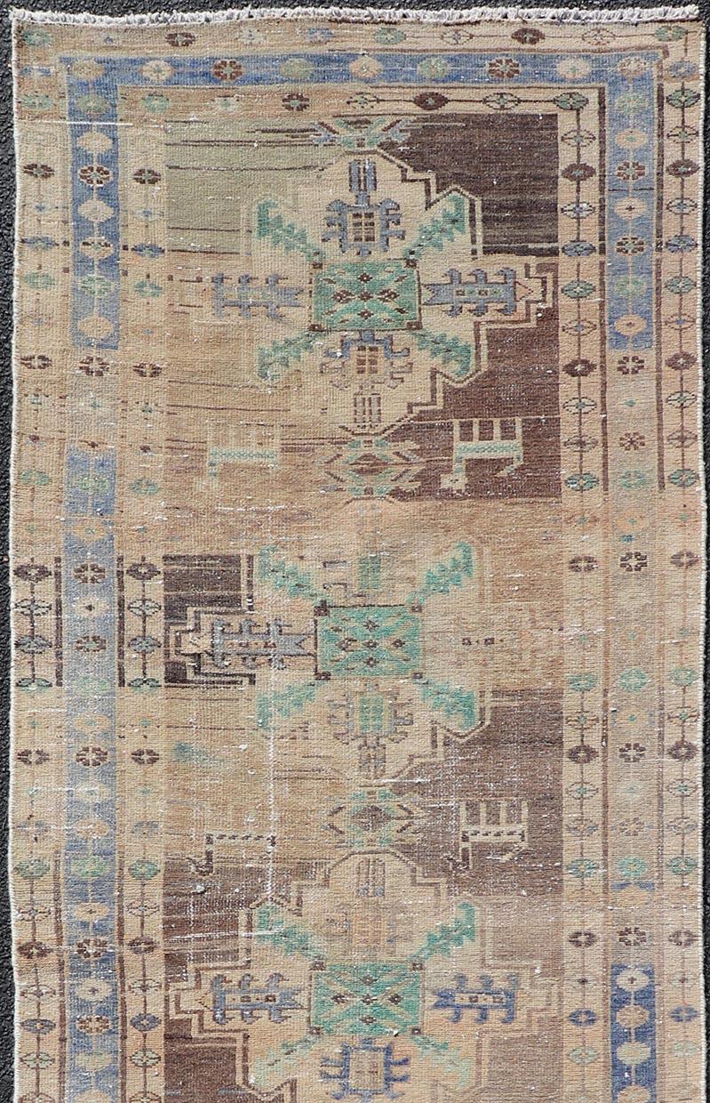 Vintage Persian Hamadan Runner in Warm Tones of Purple, Brown and Taupe In Good Condition For Sale In Atlanta, GA