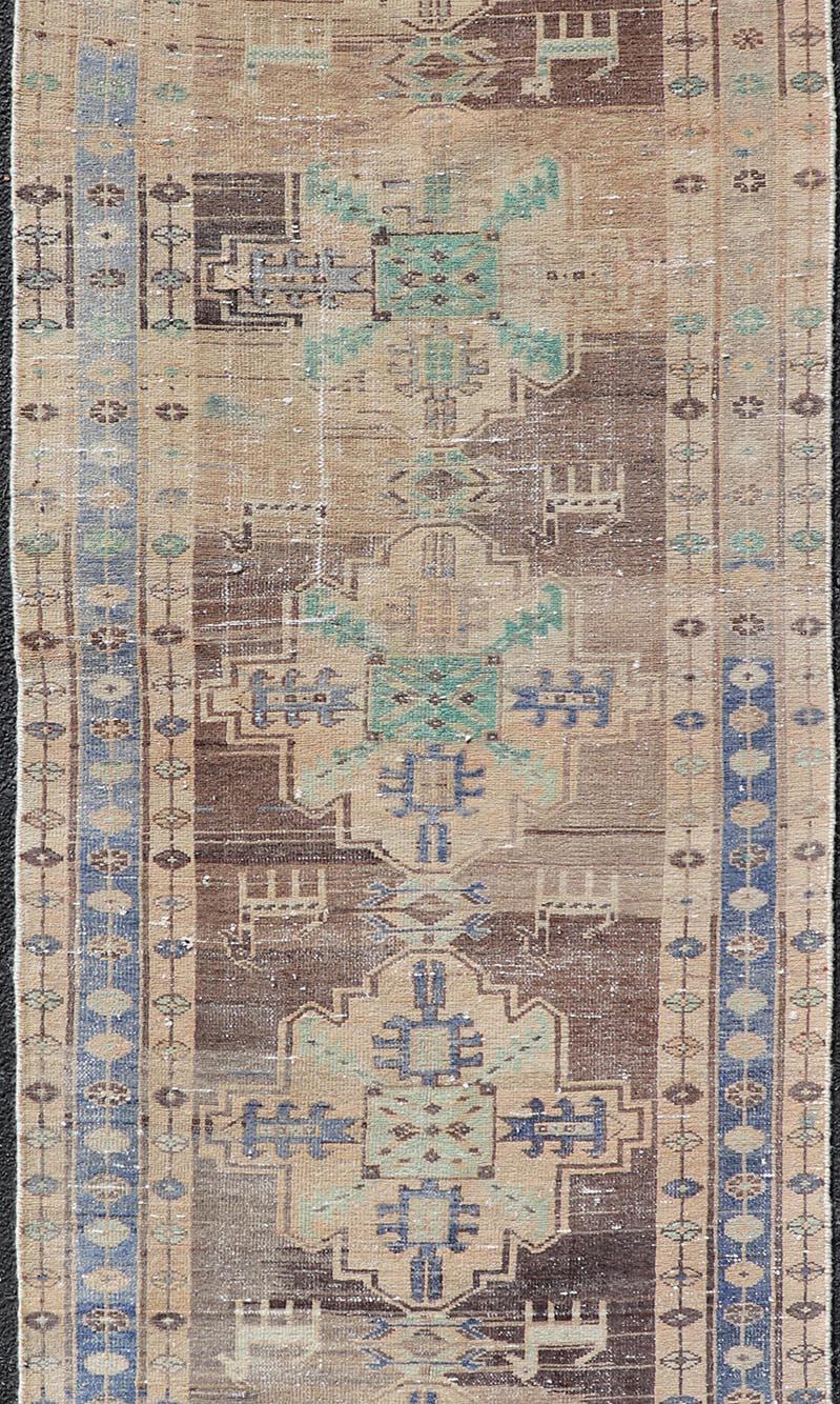 20th Century Vintage Persian Hamadan Runner in Warm Tones of Purple, Brown and Taupe For Sale