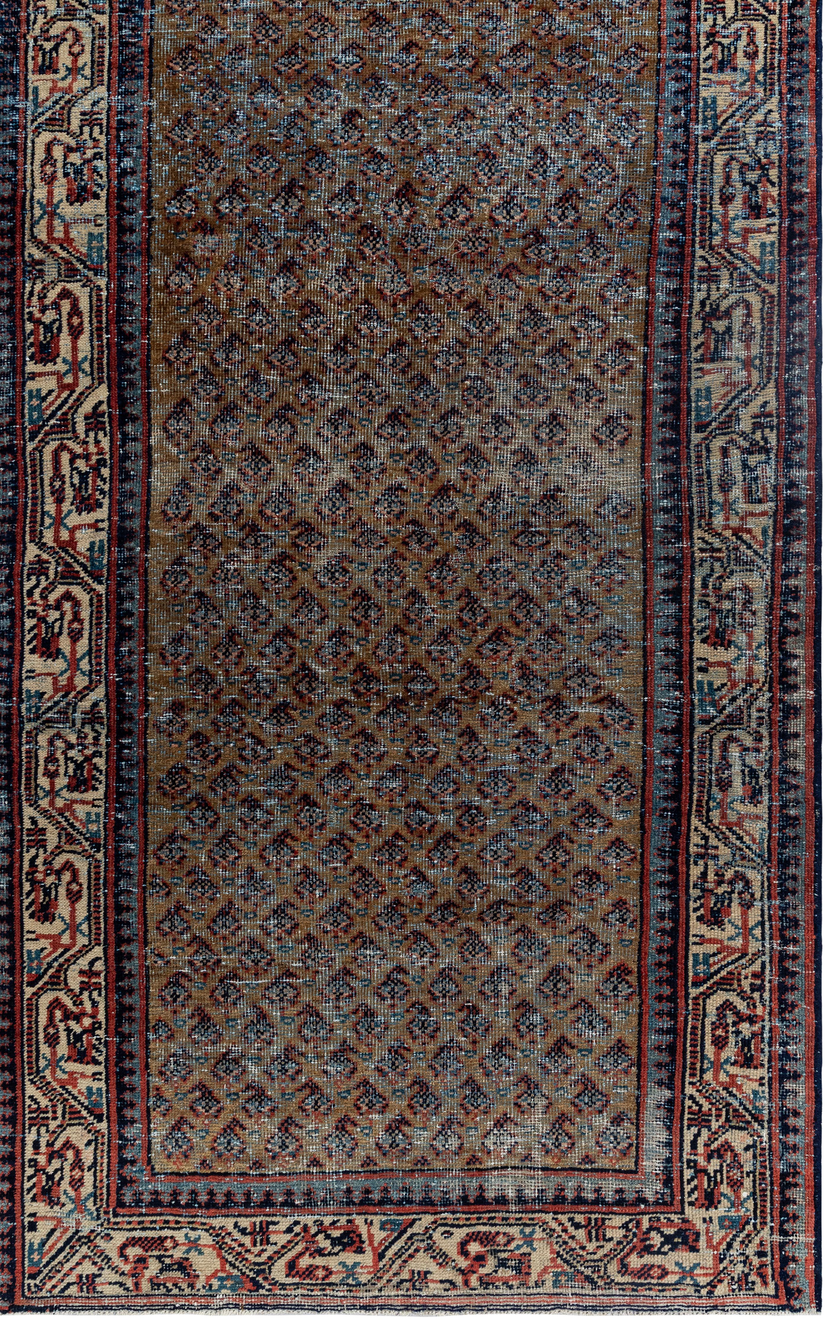 Tappeto persiano vintage Hamadan Runner - Lana intrecciata a mano, motivo geometrico in vendita 4