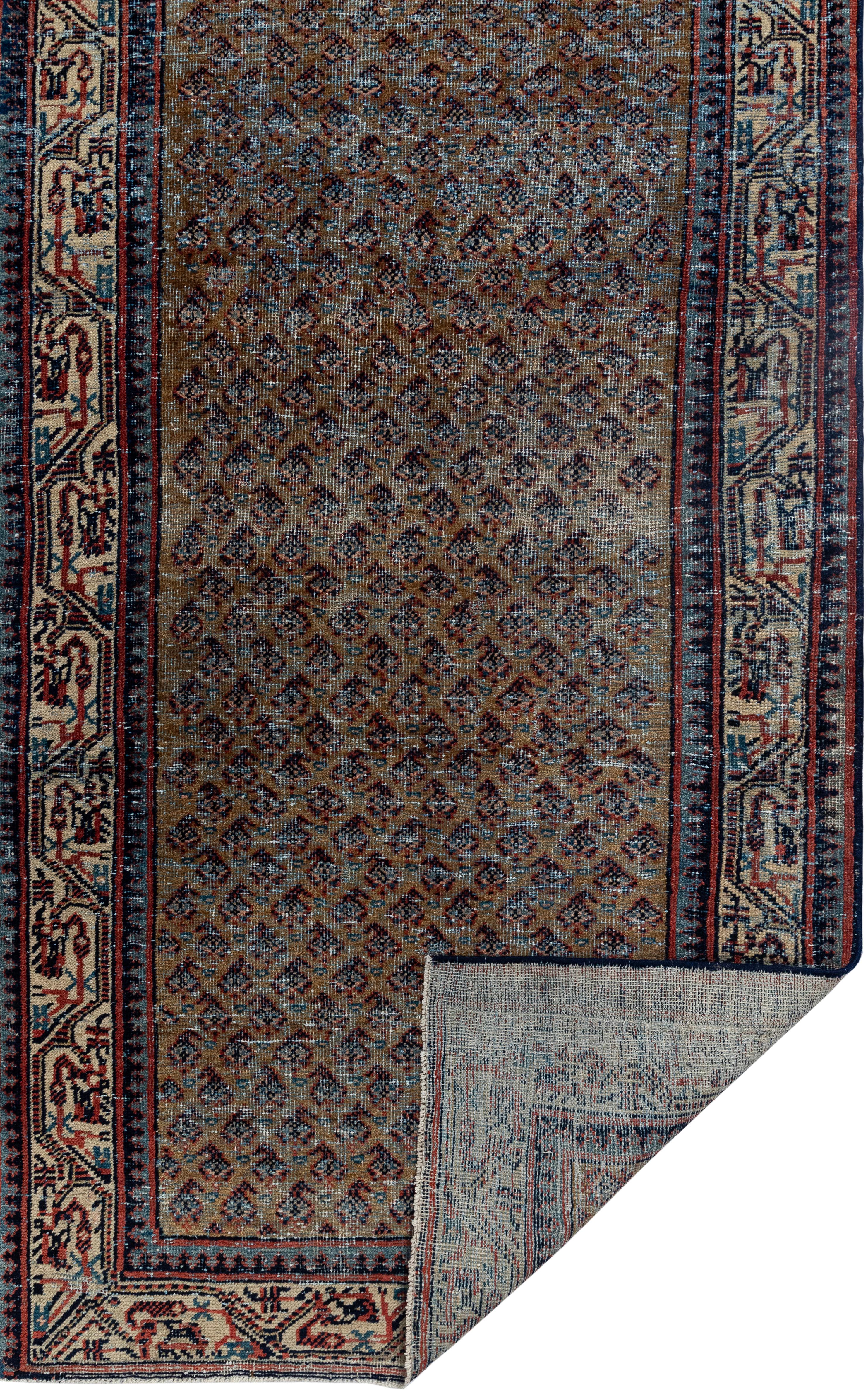 Tappeto persiano vintage Hamadan Runner - Lana intrecciata a mano, motivo geometrico in vendita 5