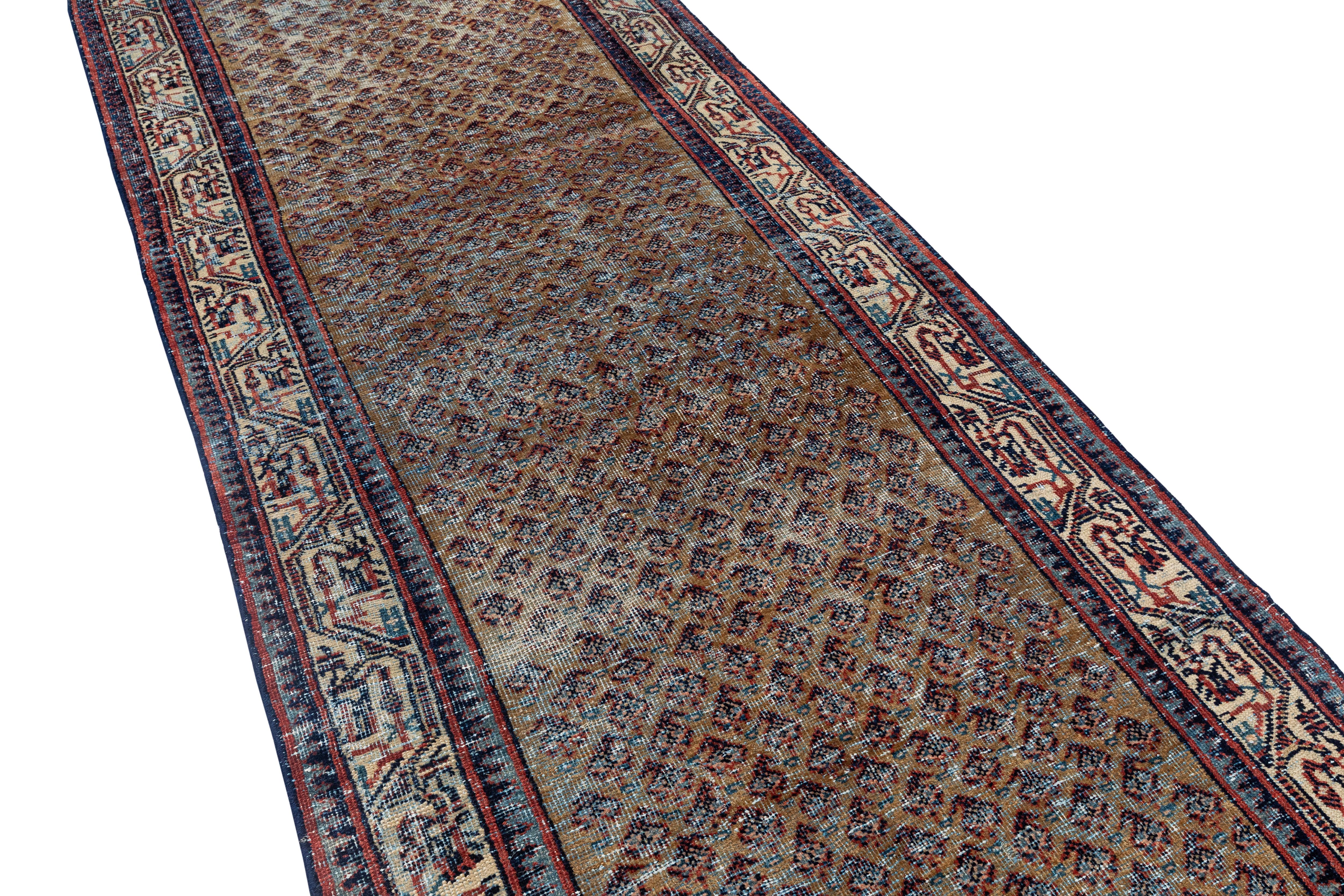 Malayer Tappeto persiano vintage Hamadan Runner - Lana intrecciata a mano, motivo geometrico in vendita
