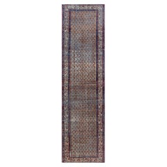 Vintage Persian Hamadan Runner Rug – Handwoven Wool, Geometric Pattern