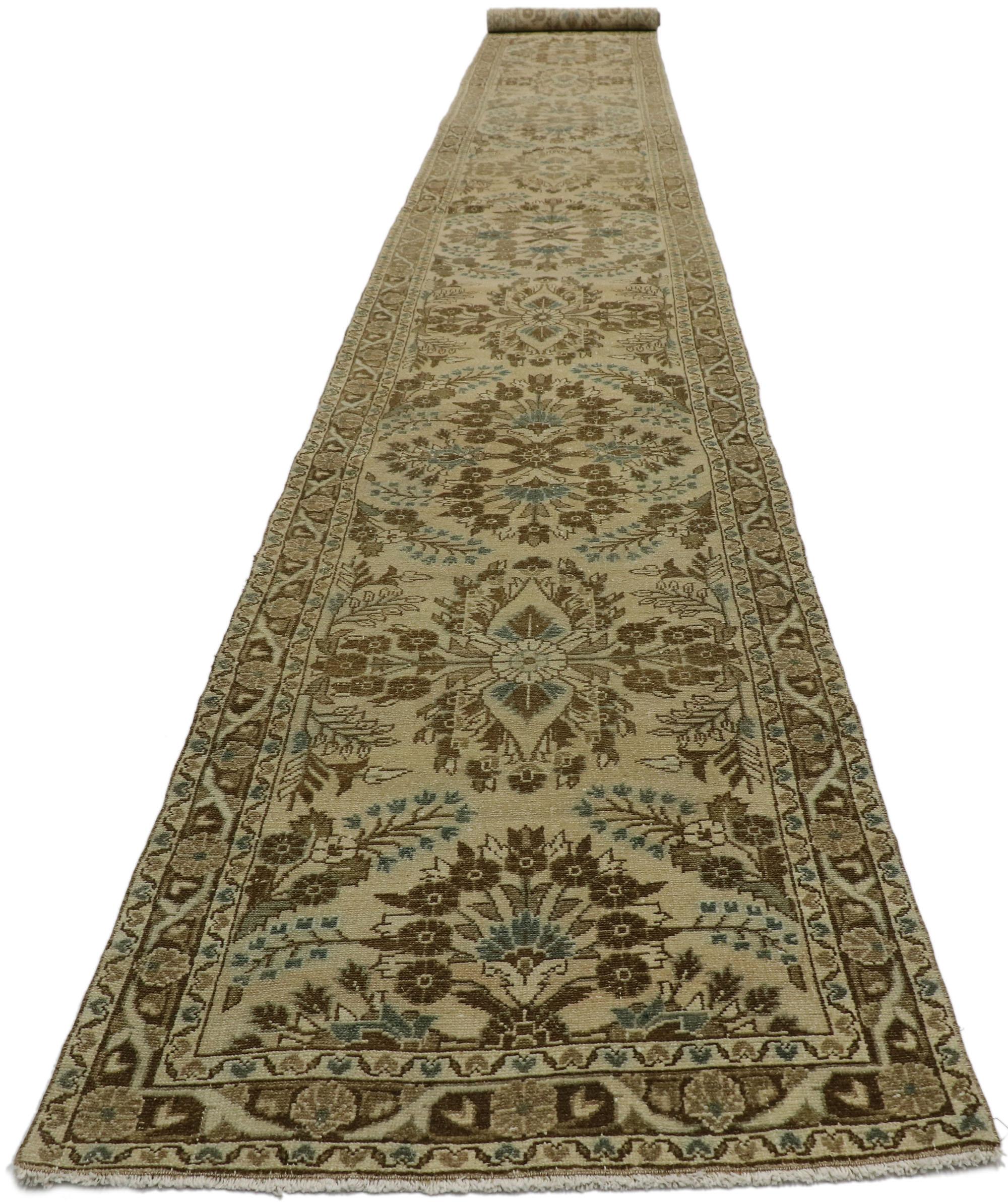 Hand-Knotted Vintage Persian Hamadan Runner with Amish Shaker Style For Sale