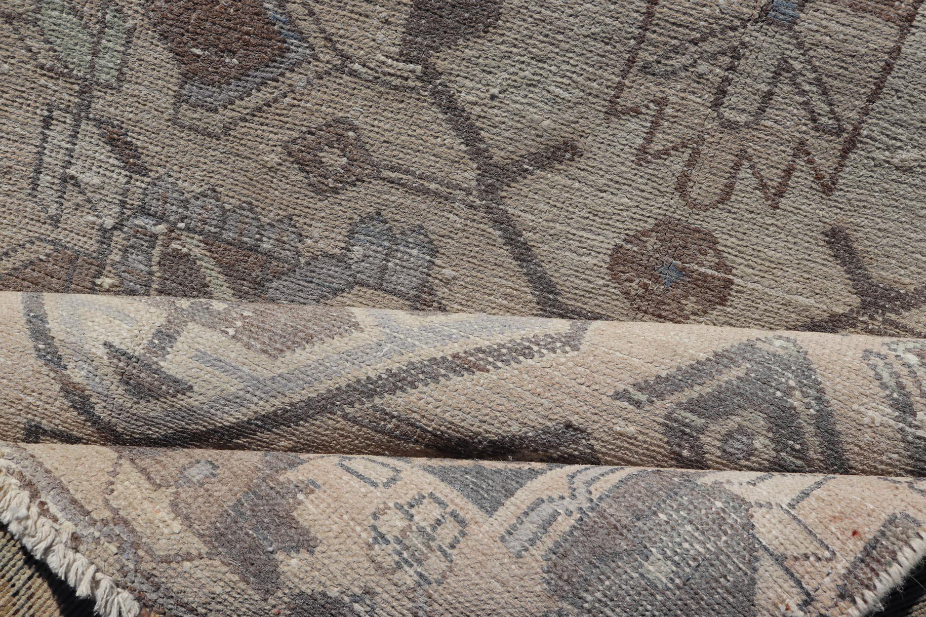 Vintage Persian Hamadan Runner with Medallions in Cream, Light Grey and Lt Blue For Sale 2