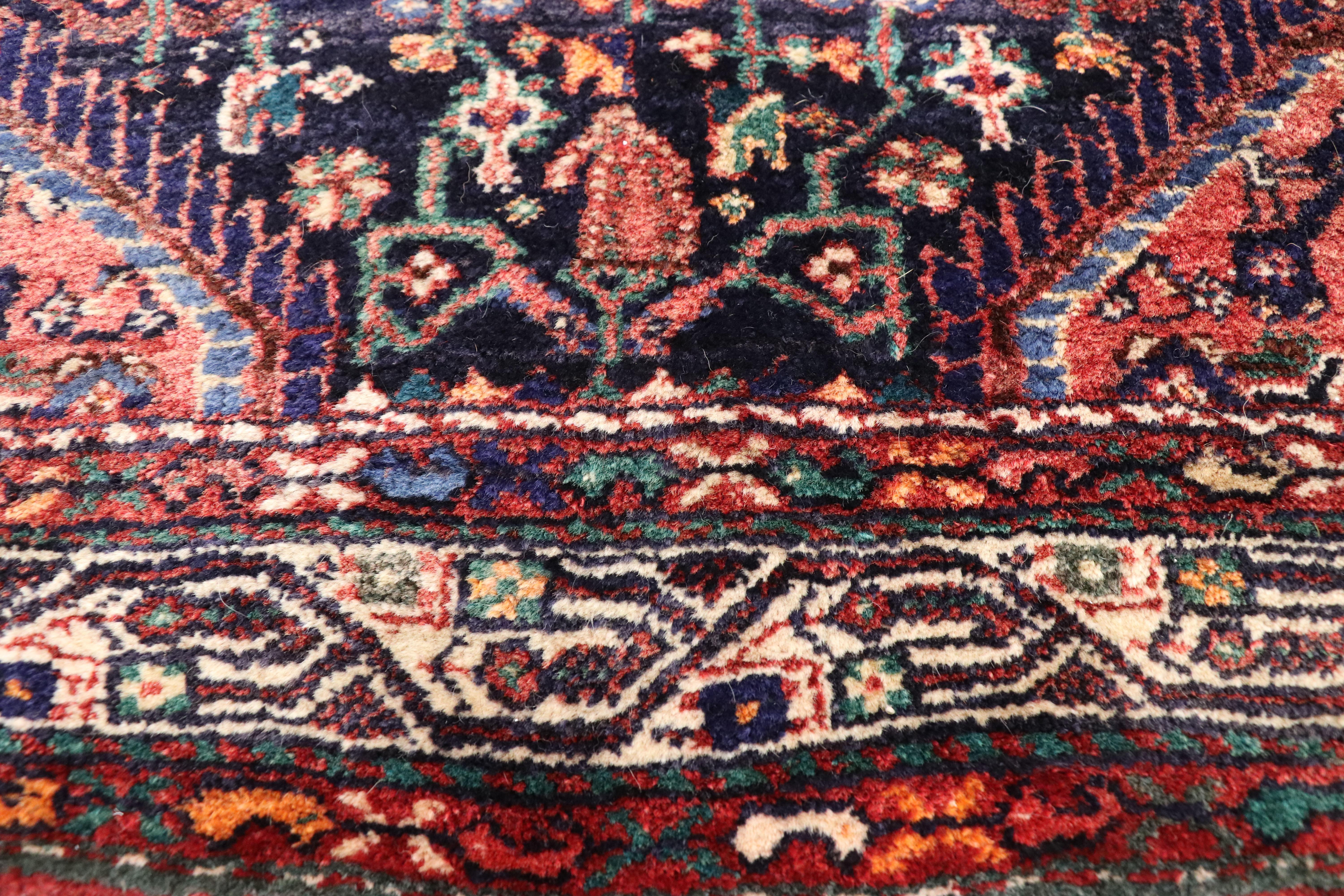 Hand-Knotted Vintage Persian Hamadan Runner with Modern Victorian Style For Sale