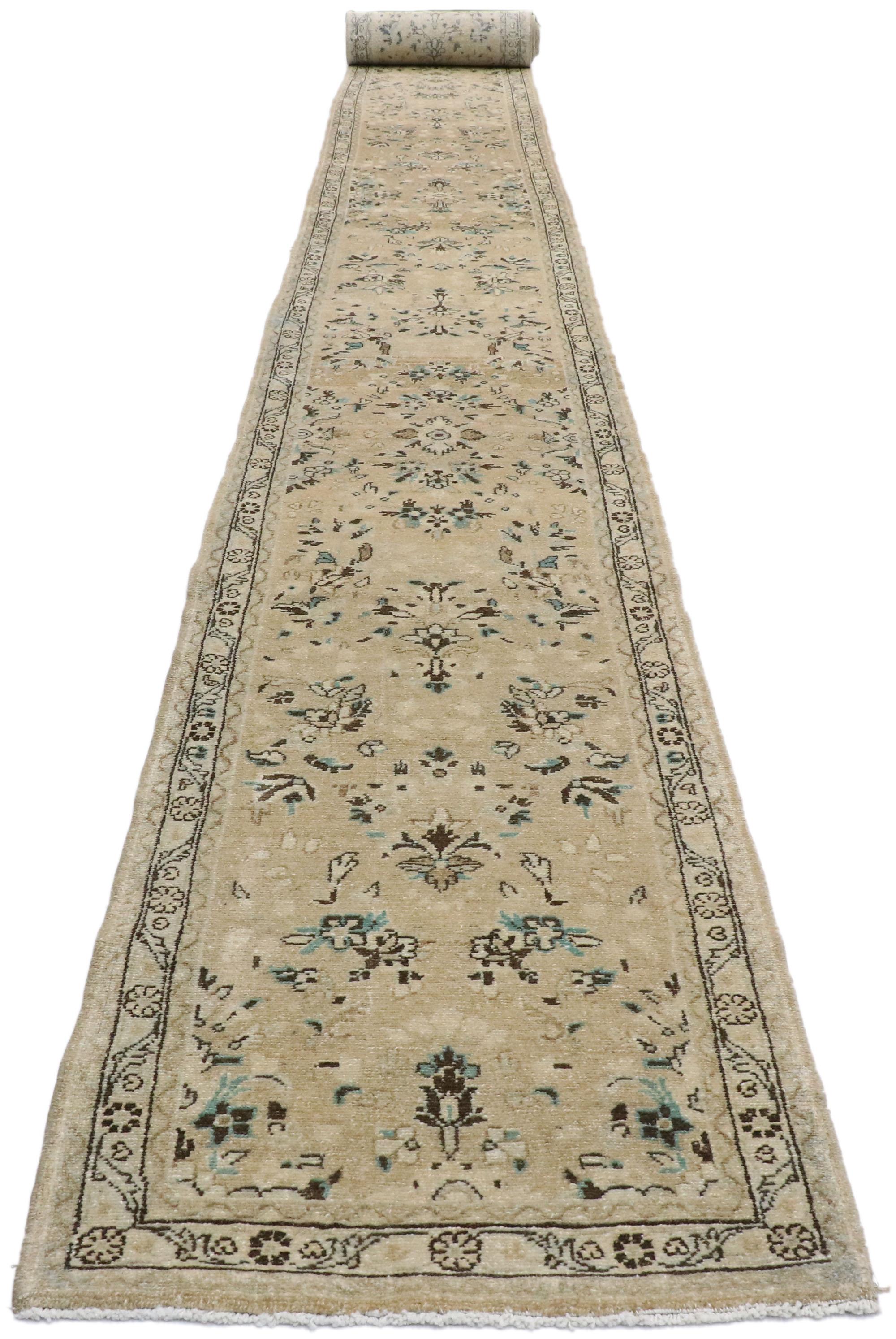Sarouk Farahan Vintage Persian Hamadan Runner with Romantic French Cottage Style For Sale