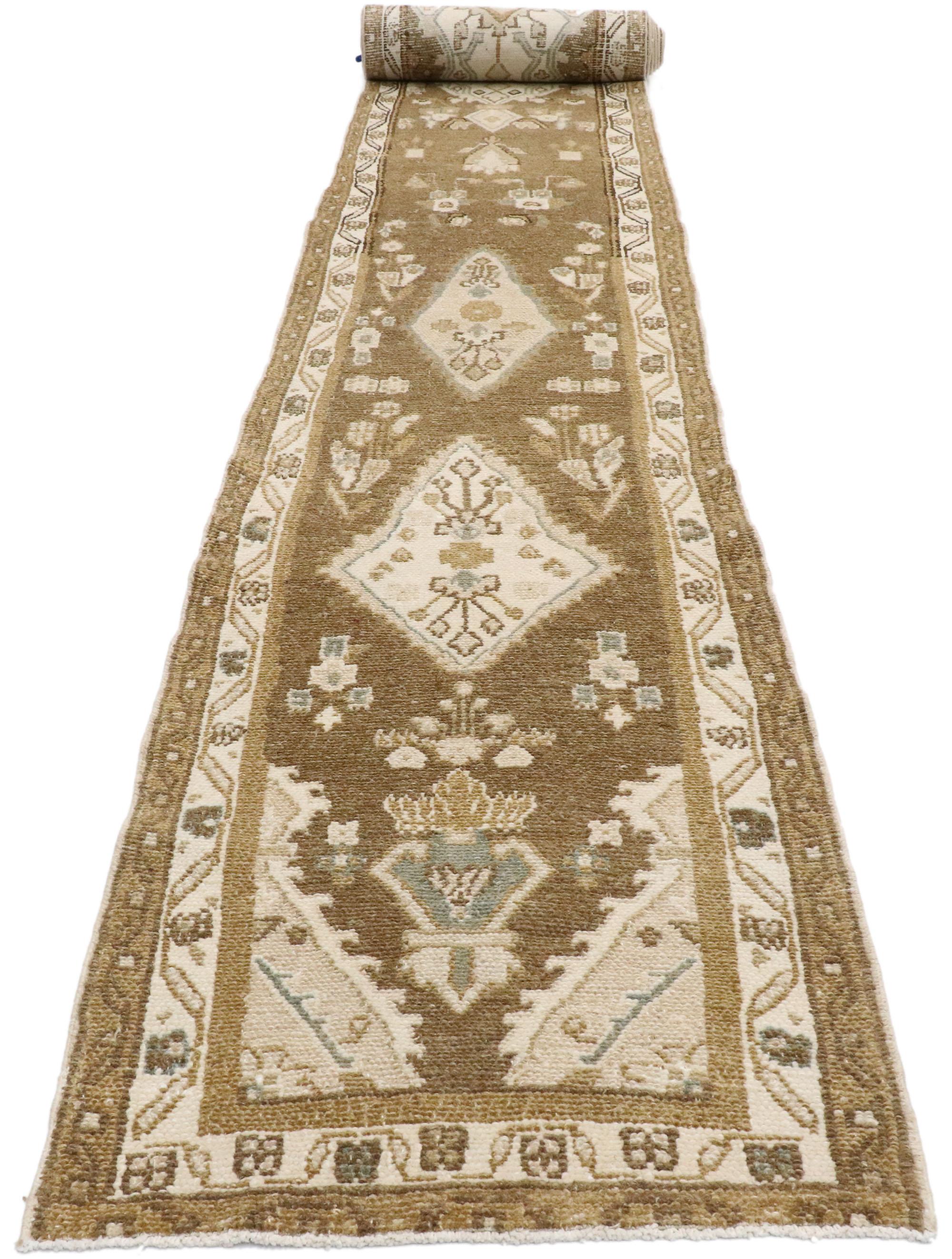 American Classical Vintage Persian Hamadan Runner with Romantic Russian Dacha Style For Sale