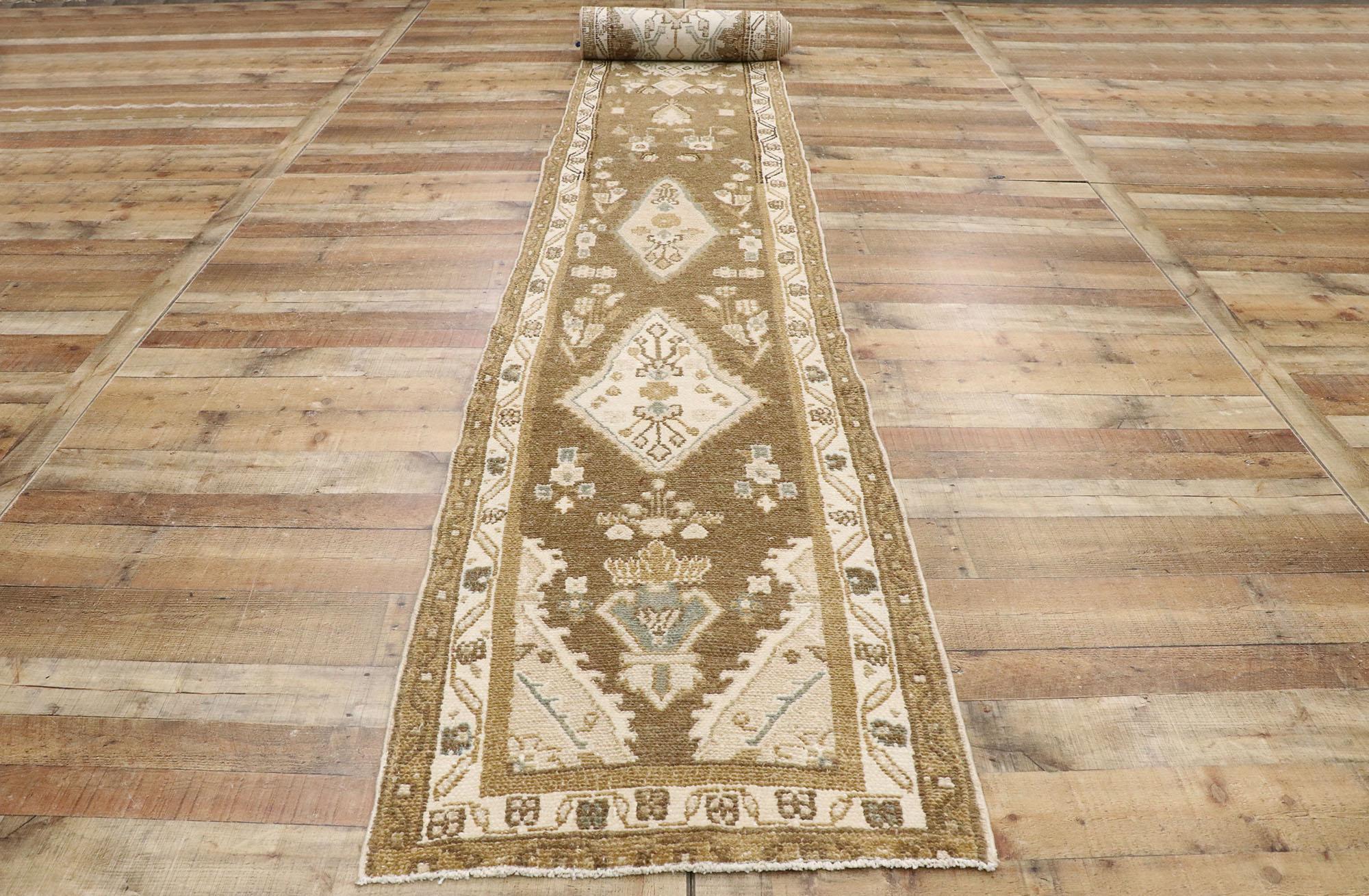 Wool Vintage Persian Hamadan Runner with Romantic Russian Dacha Style For Sale