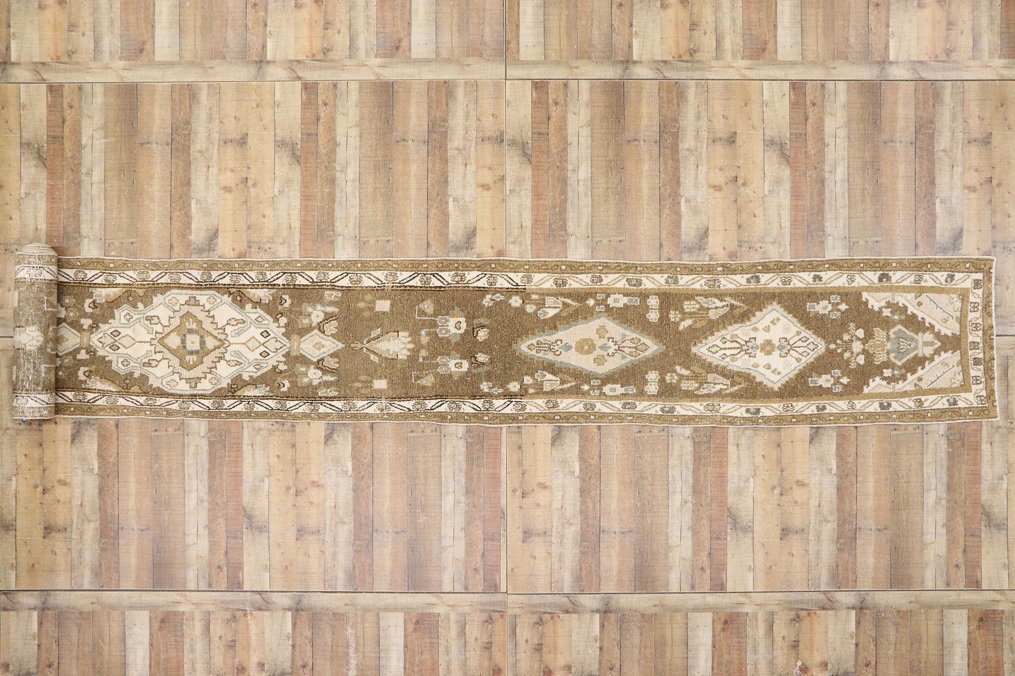 Vintage Persian Hamadan Runner with Romantic Russian Dacha Style For Sale 1