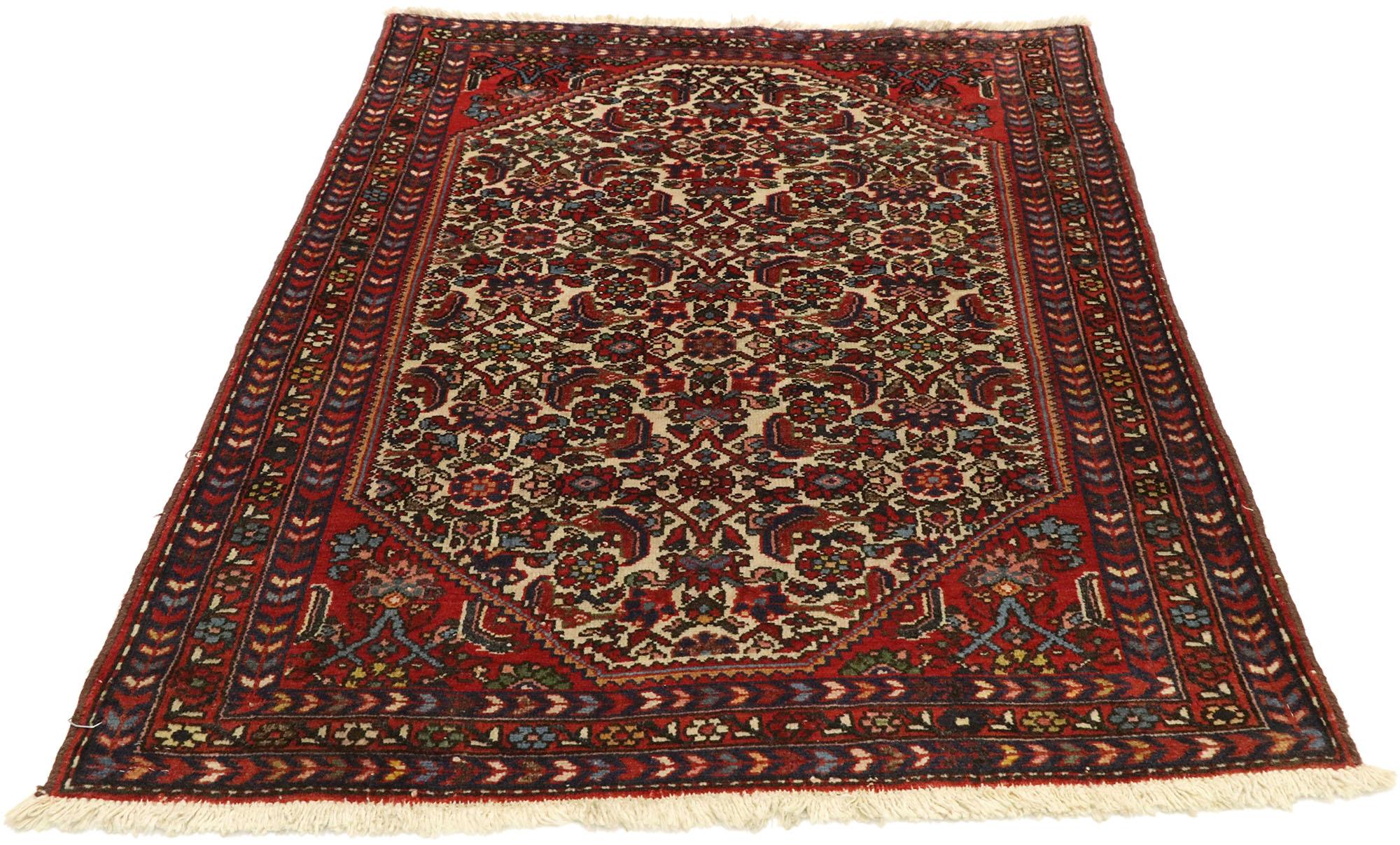 Malayer Vintage Persian Hamadan Scatter Rug with Traditional English Style For Sale