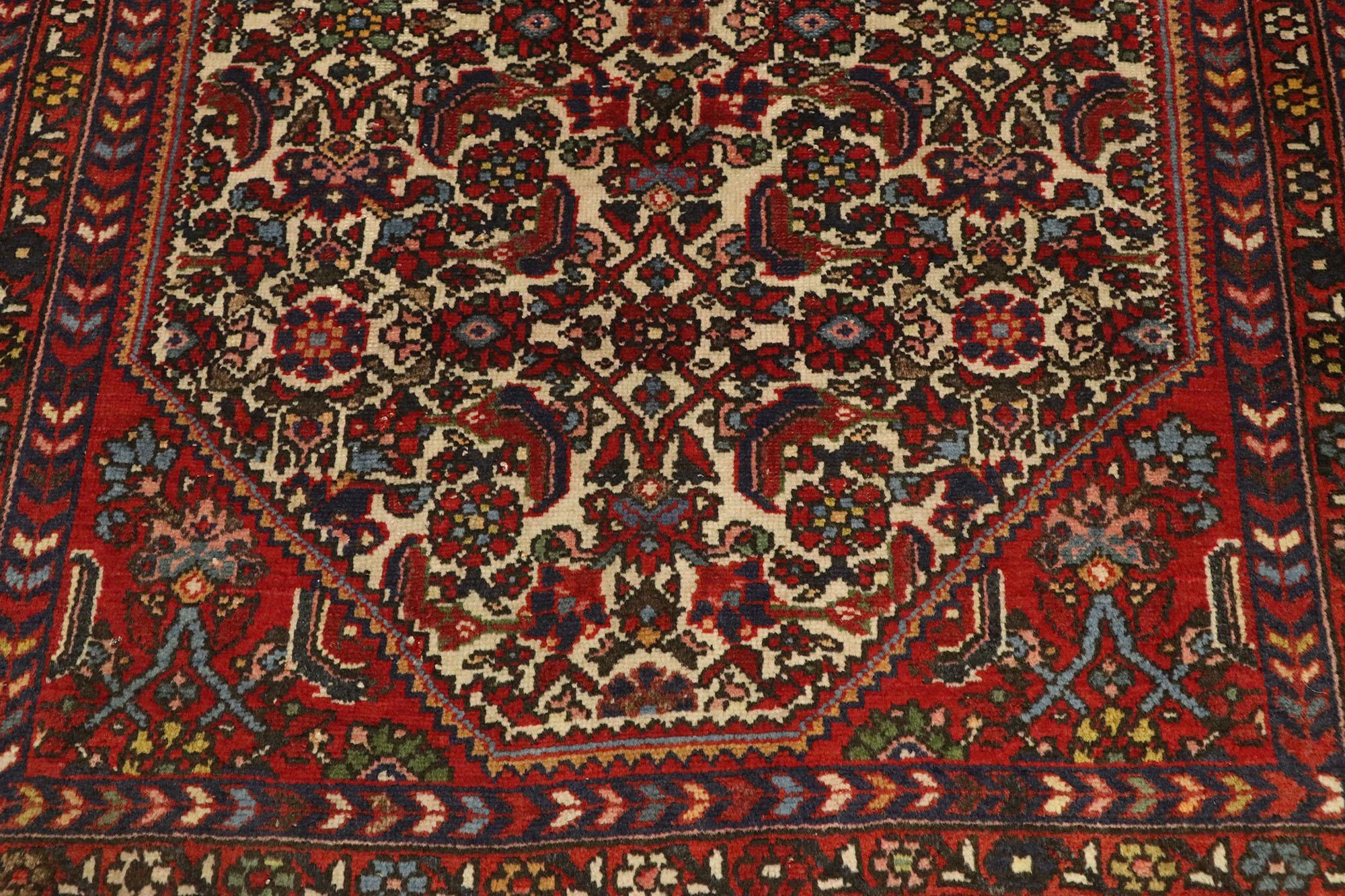 Hand-Knotted Vintage Persian Hamadan Scatter Rug with Traditional English Style For Sale