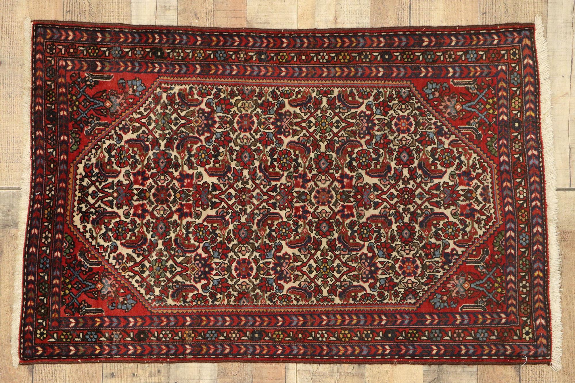 Vintage Persian Hamadan Scatter Rug with Traditional English Style For Sale 1