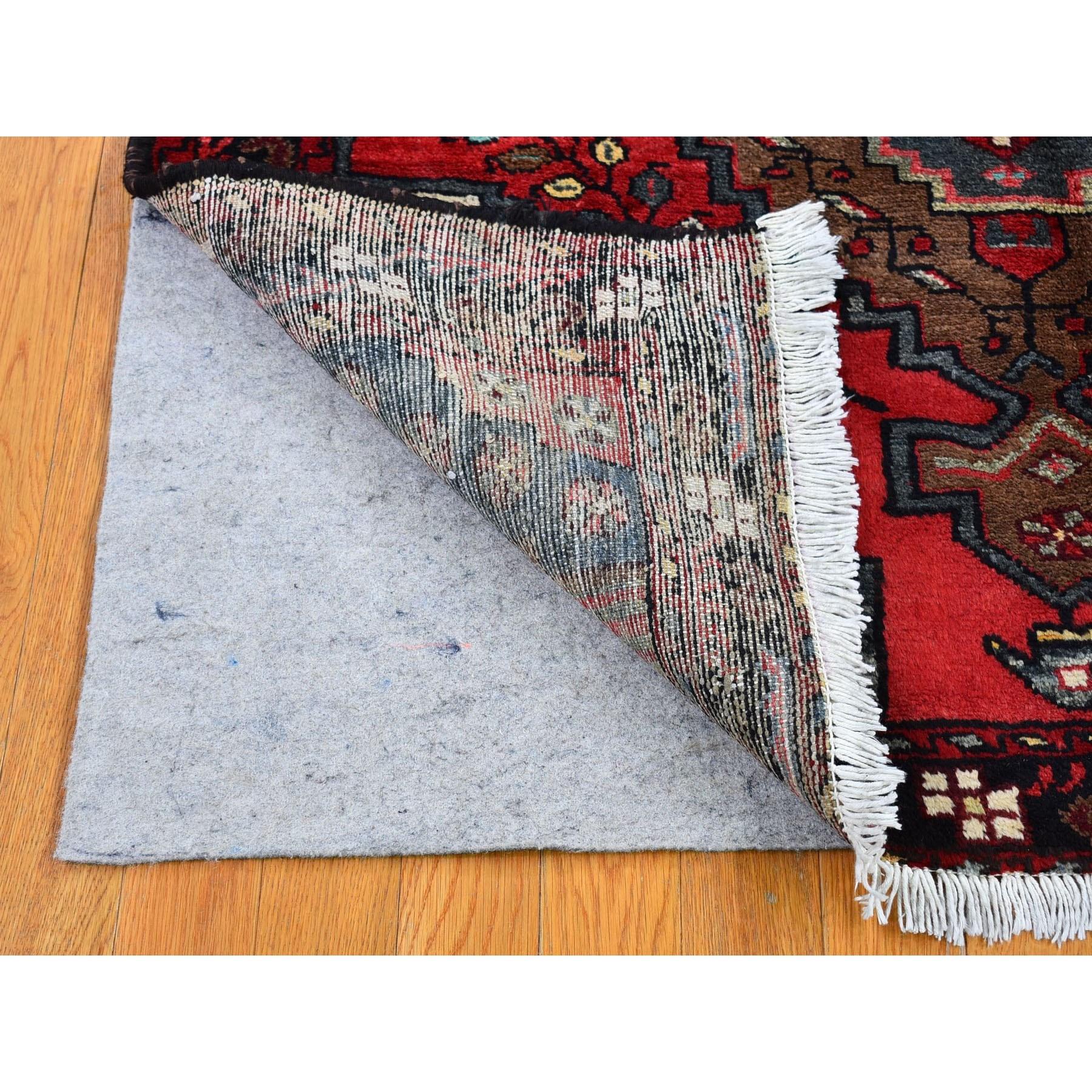 Vintage Persian Hamadan with Triple Medallion Design Pure Wool Hand Knotted Rug In Good Condition For Sale In Carlstadt, NJ