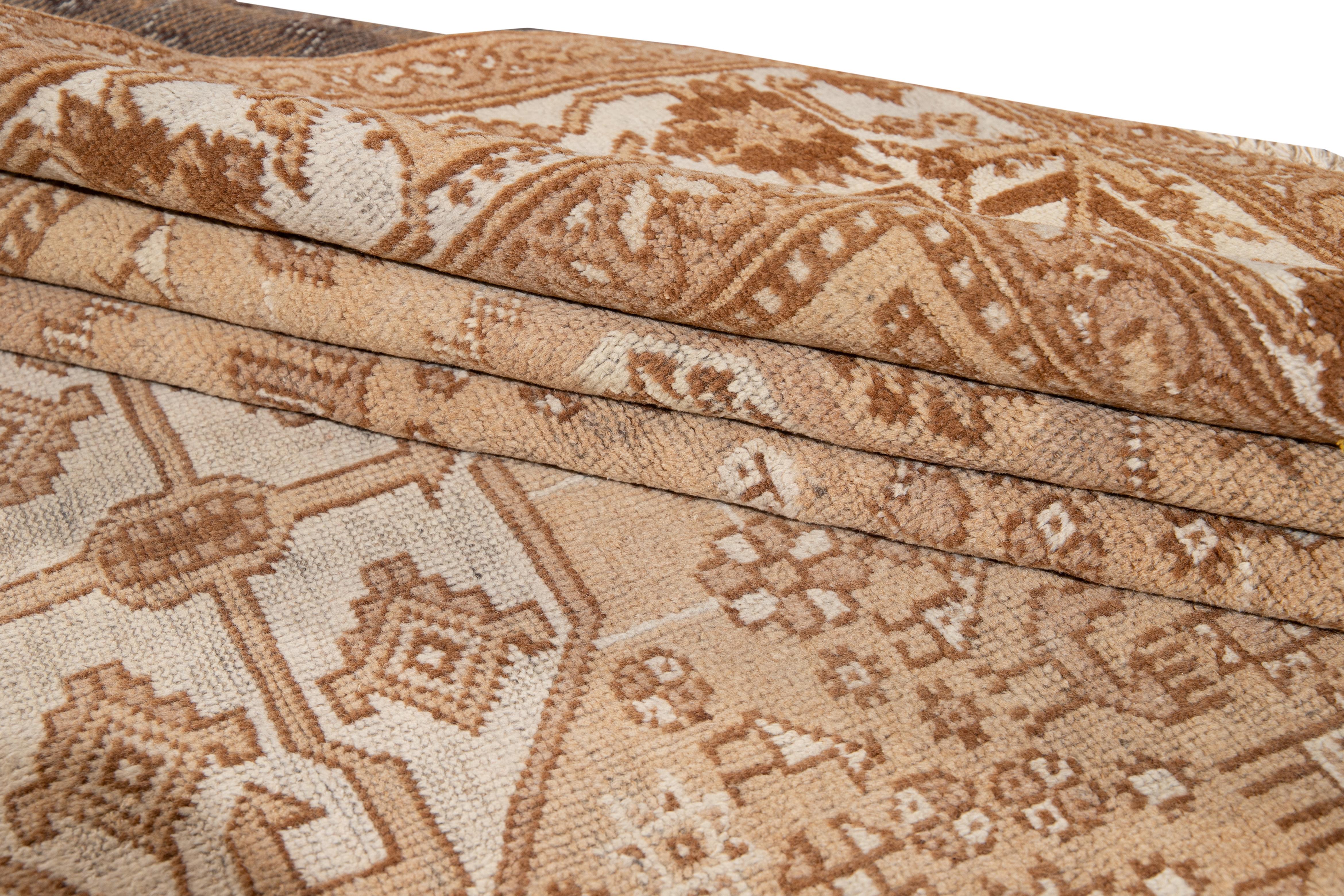 Vintage persischen Hamadan Wolle Teppich handgefertigt mit Allover-Design in Beige Tan Farbe (20. Jahrhundert) im Angebot