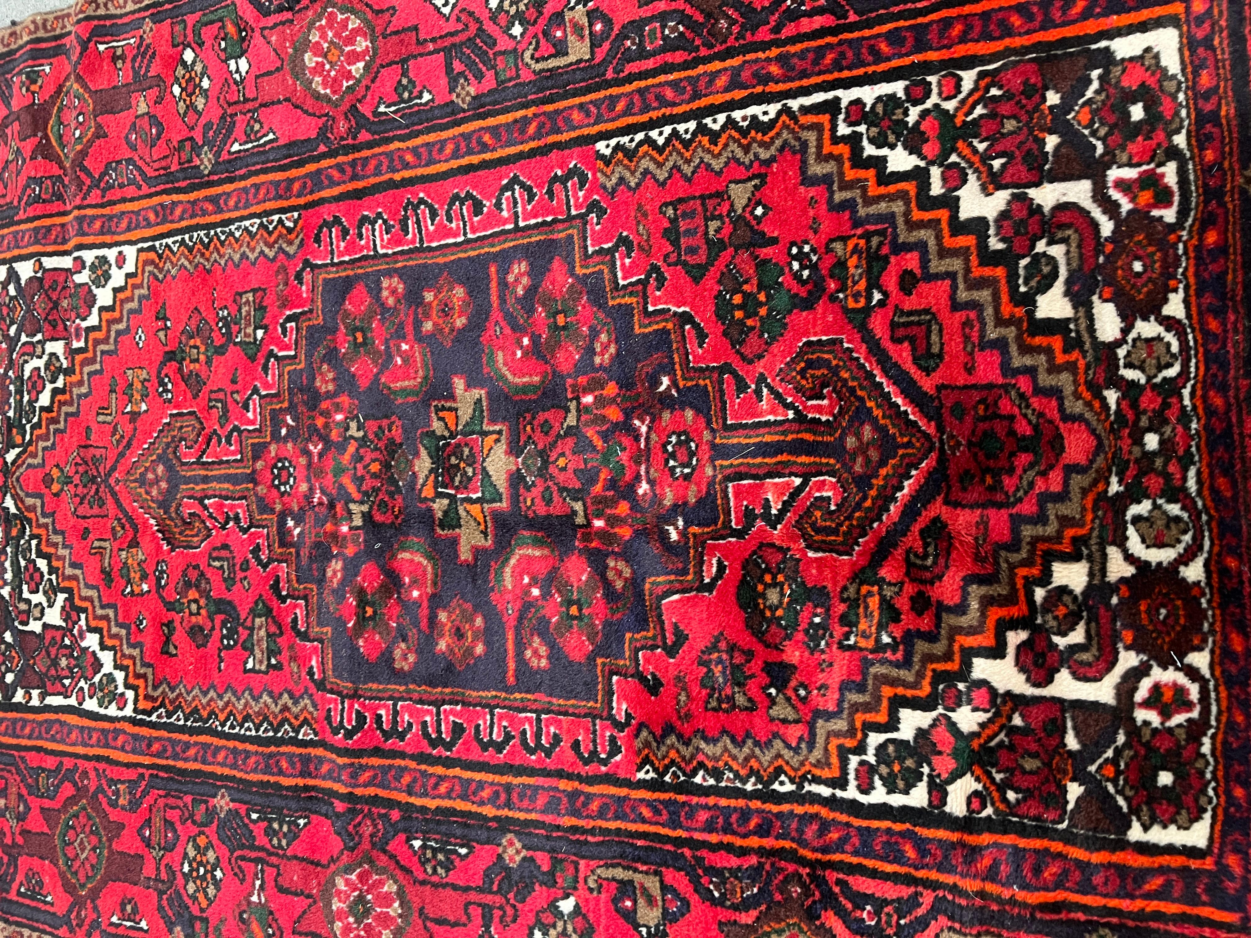 Turkish Vintage Persian Hamadan Wool Rug or Carpet 4' x 6'6