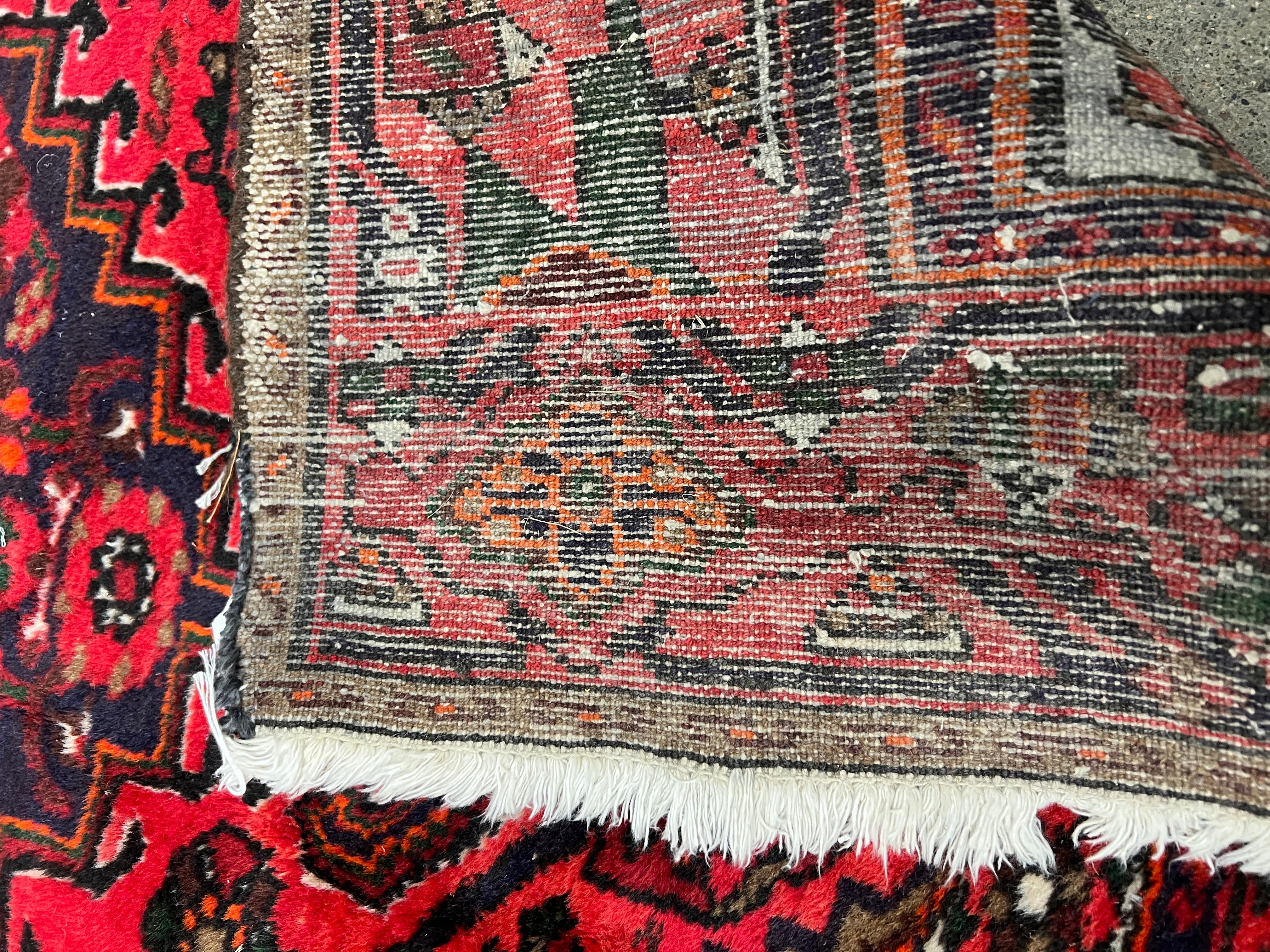 Persischer Hamadan-Wollteppich oder Teppich im Vintage-Stil, 4' x 6'6