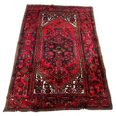 Persischer Hamadan-Wollteppich oder Teppich im Vintage-Stil, 4' x 6'6"