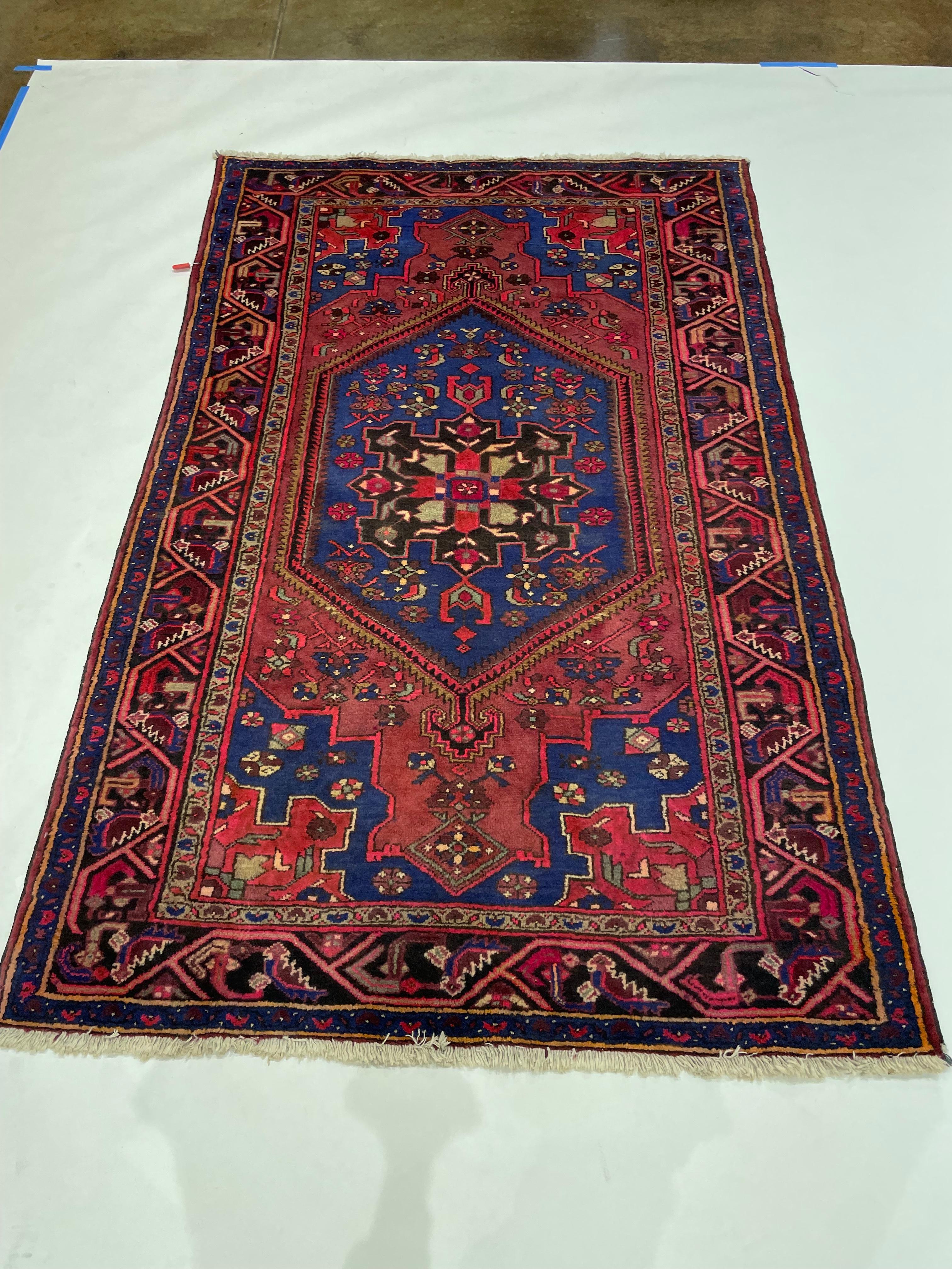 Vintage Persisch Hamedan Teppich - 4'3