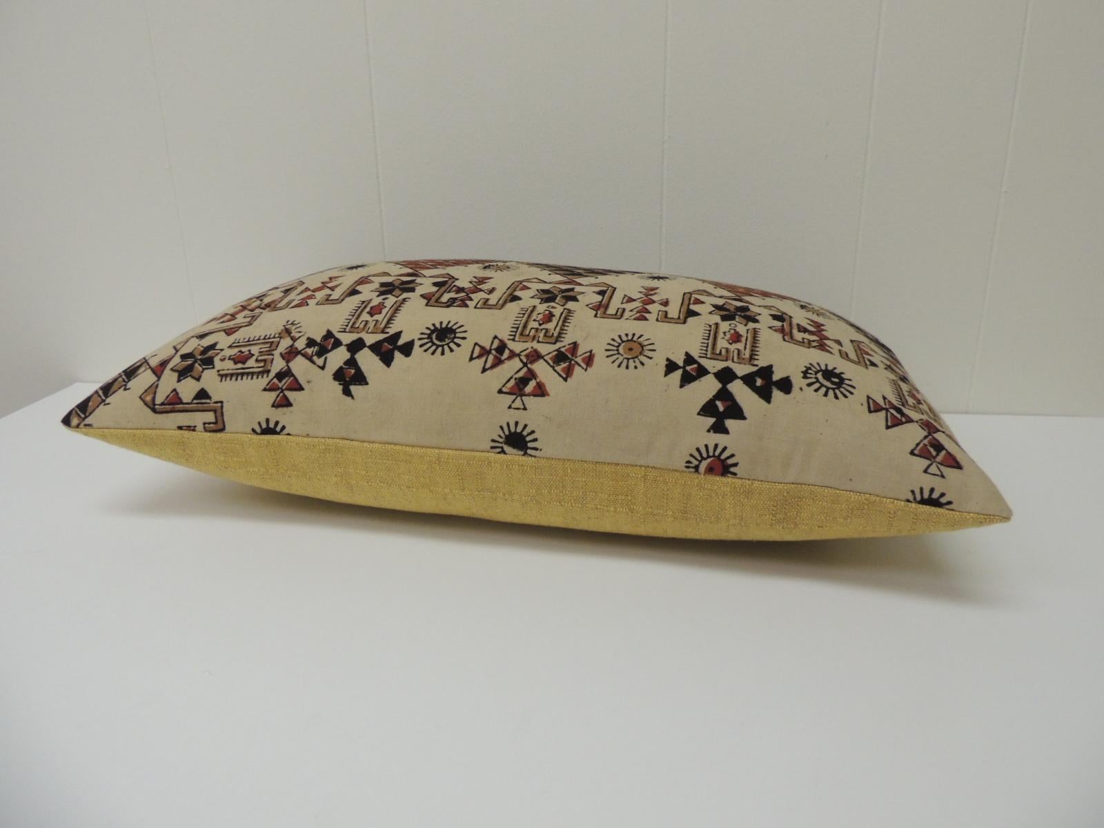 Moorish Vintage Persian Hand-Blocked Kalamkari Lumbar Decorative Throw Pillow