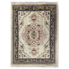 Vintage Persian Hand Knotted Cream Tabatabai Rug, circa 1970s