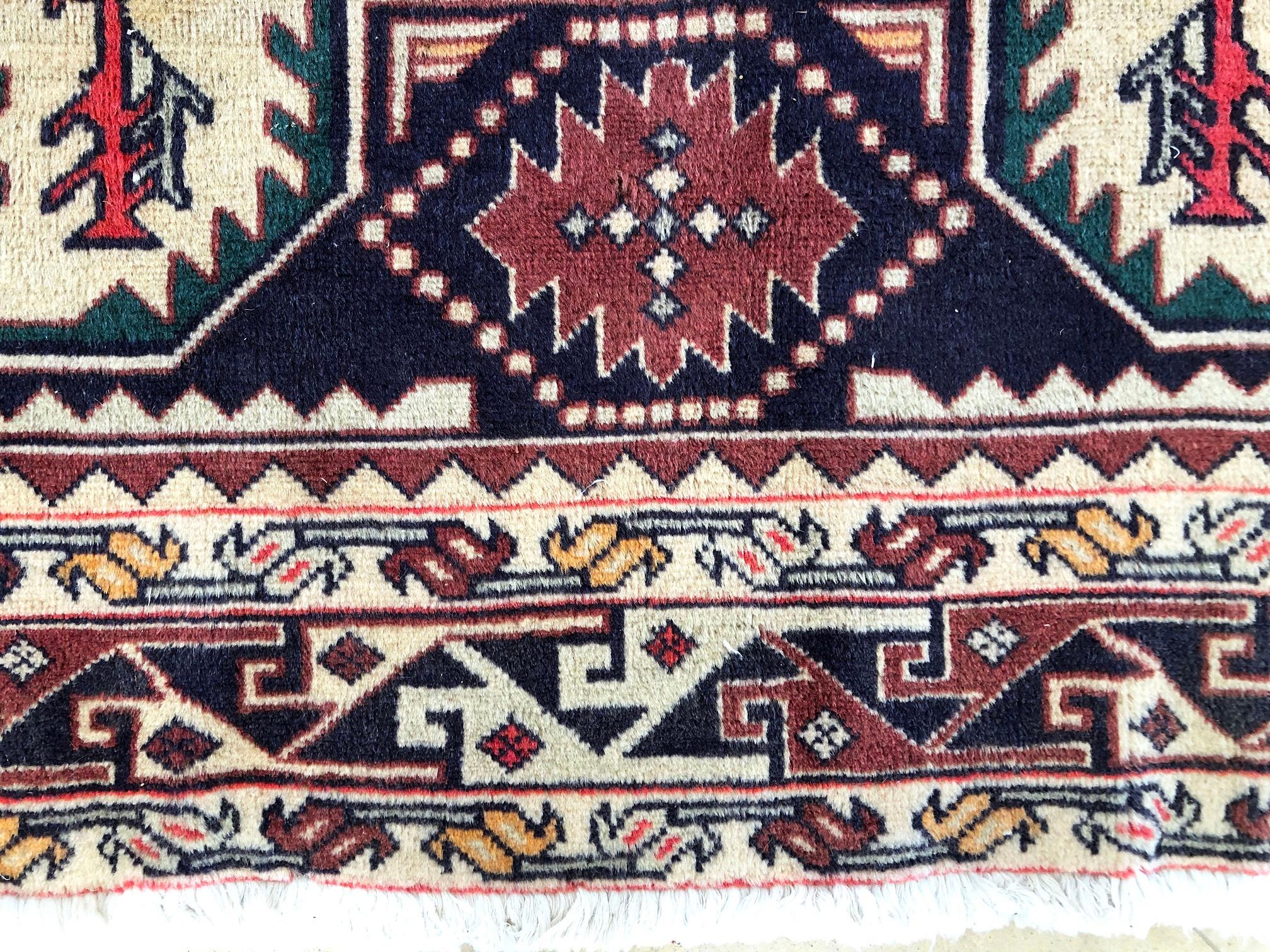 Vintage Persian Hand Knotted Geometric Ardabil Rug, circa 1960 For Sale 4