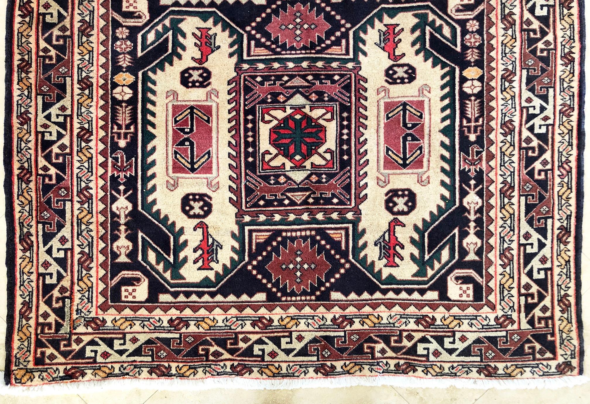 Vintage Persian Hand Knotted Geometric Ardabil Rug, circa 1960 For Sale 6